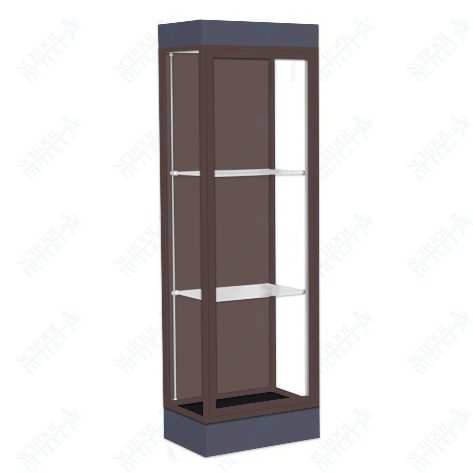 Waddell Edge 91 Lighted Floor Case w/ Chocolate Back & Dark Bronze Frame - 24"W x 76"H x 20"D(Waddell WAD - 91LFCO - BZ) - SchoolOutlet