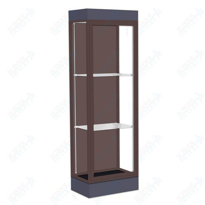 Waddell Edge 91 Lighted Floor Case w/ Chocolate Back & Dark Bronze Frame - 24"W x 76"H x 20"D(Waddell WAD - 91LFCO - BZ) - SchoolOutlet