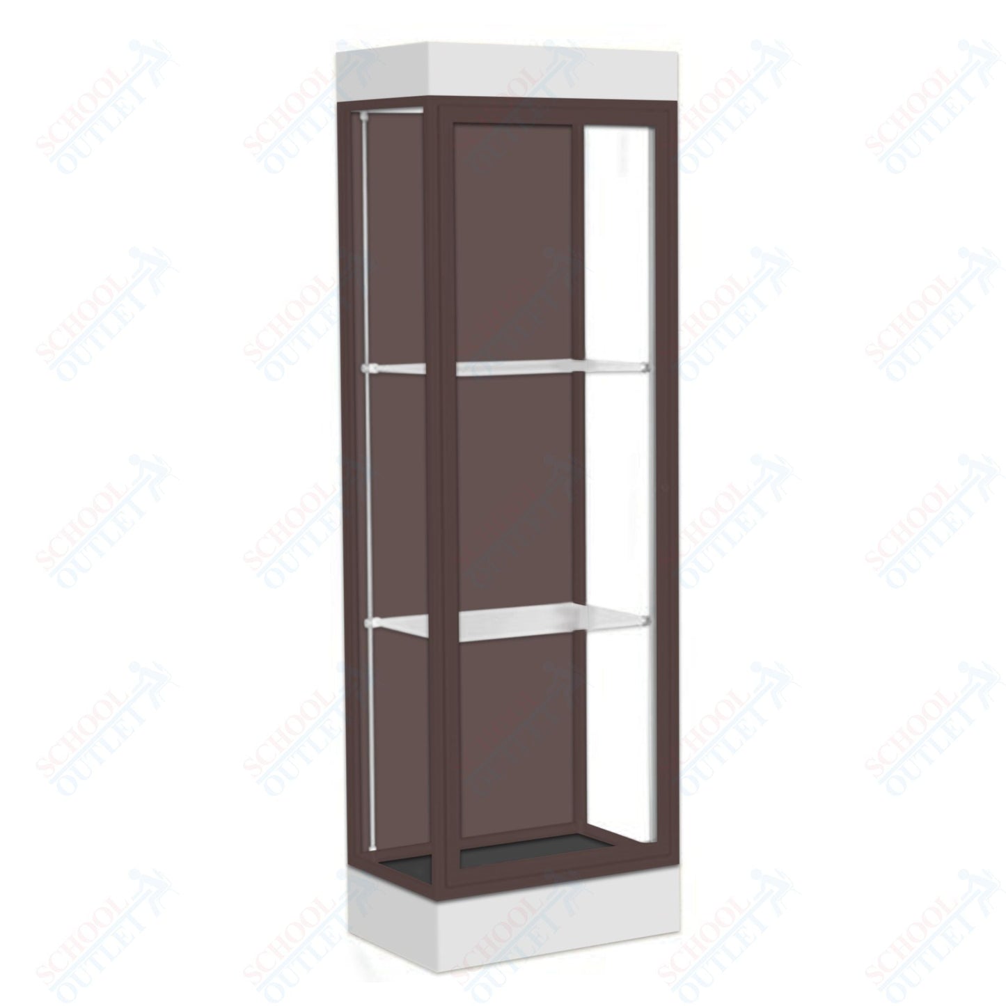 Waddell Edge 91 Lighted Floor Case w/ Chocolate Back & Dark Bronze Frame - 24"W x 76"H x 20"D(Waddell WAD - 91LFCO - BZ) - SchoolOutlet