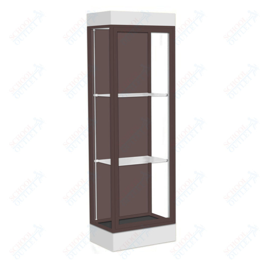 Waddell Edge 91 Lighted Floor Case w/ Chocolate Back & Dark Bronze Frame - 24"W x 76"H x 20"D(Waddell WAD - 91LFCO - BZ) - SchoolOutlet
