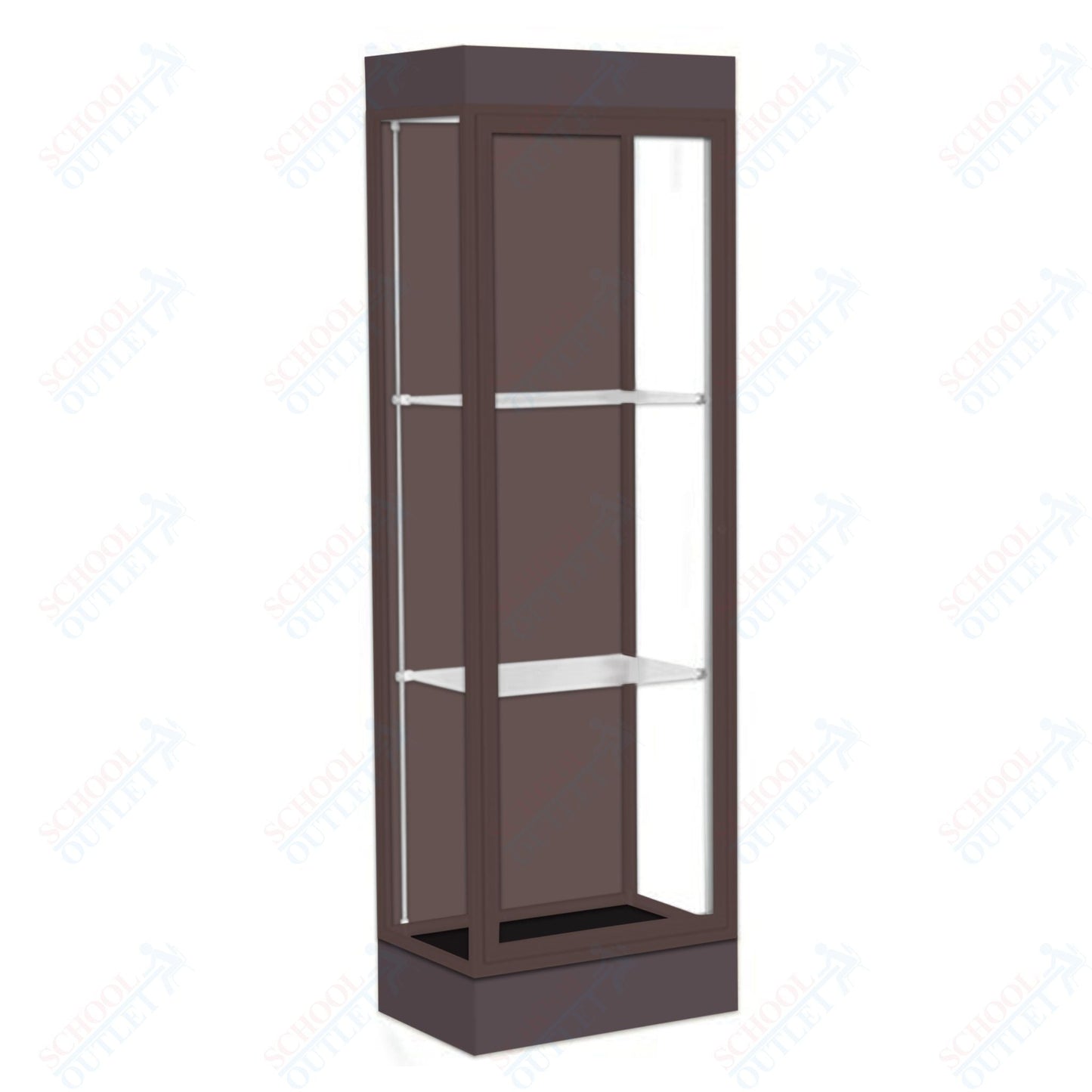 Waddell Edge 91 Lighted Floor Case w/ Chocolate Back & Dark Bronze Frame - 24"W x 76"H x 20"D(Waddell WAD - 91LFCO - BZ) - SchoolOutlet