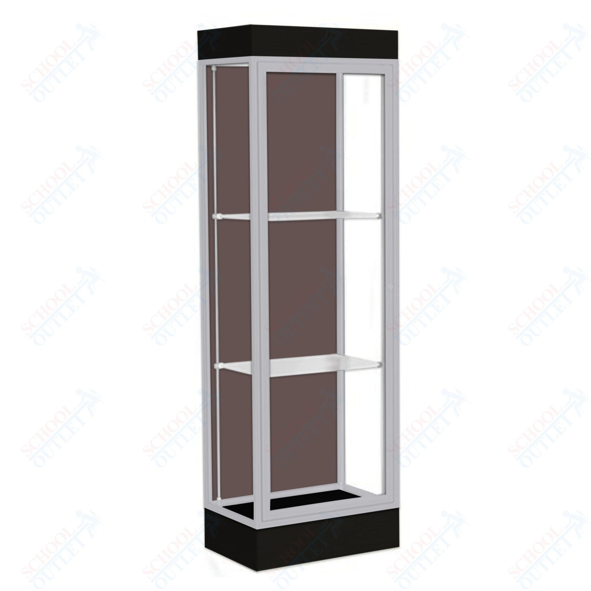 Waddell Edge 91 Lighted Floor Case w/ Chocolate Back & Satin Natural Frame - 24"W x 76"H x 20"D(Waddell WAD - 91LFCO - SN) - SchoolOutlet