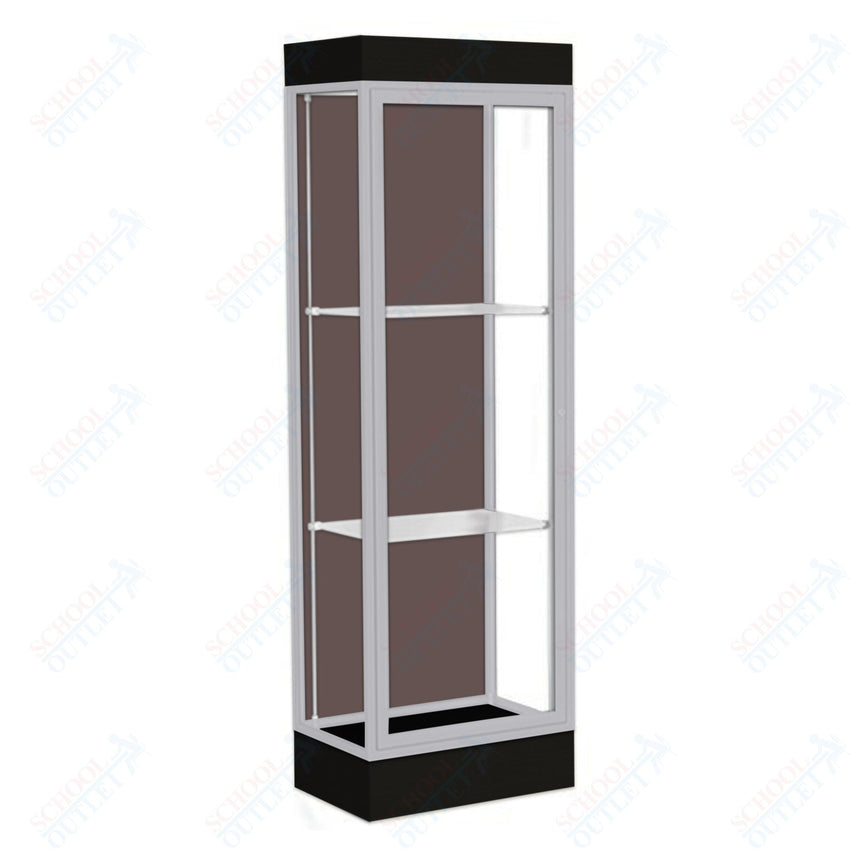 Waddell Edge 91 Lighted Floor Case w/ Chocolate Back & Satin Natural Frame - 24"W x 76"H x 20"D(Waddell WAD - 91LFCO - SN) - SchoolOutlet