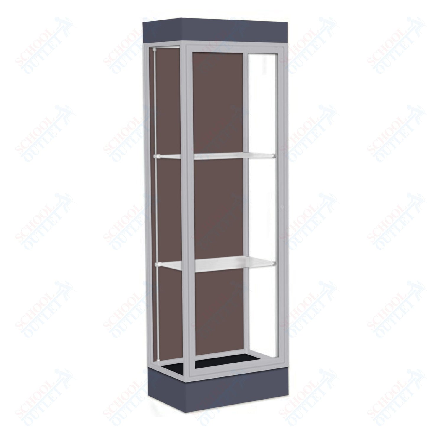 Waddell Edge 91 Lighted Floor Case w/ Chocolate Back & Satin Natural Frame - 24"W x 76"H x 20"D(Waddell WAD - 91LFCO - SN) - SchoolOutlet