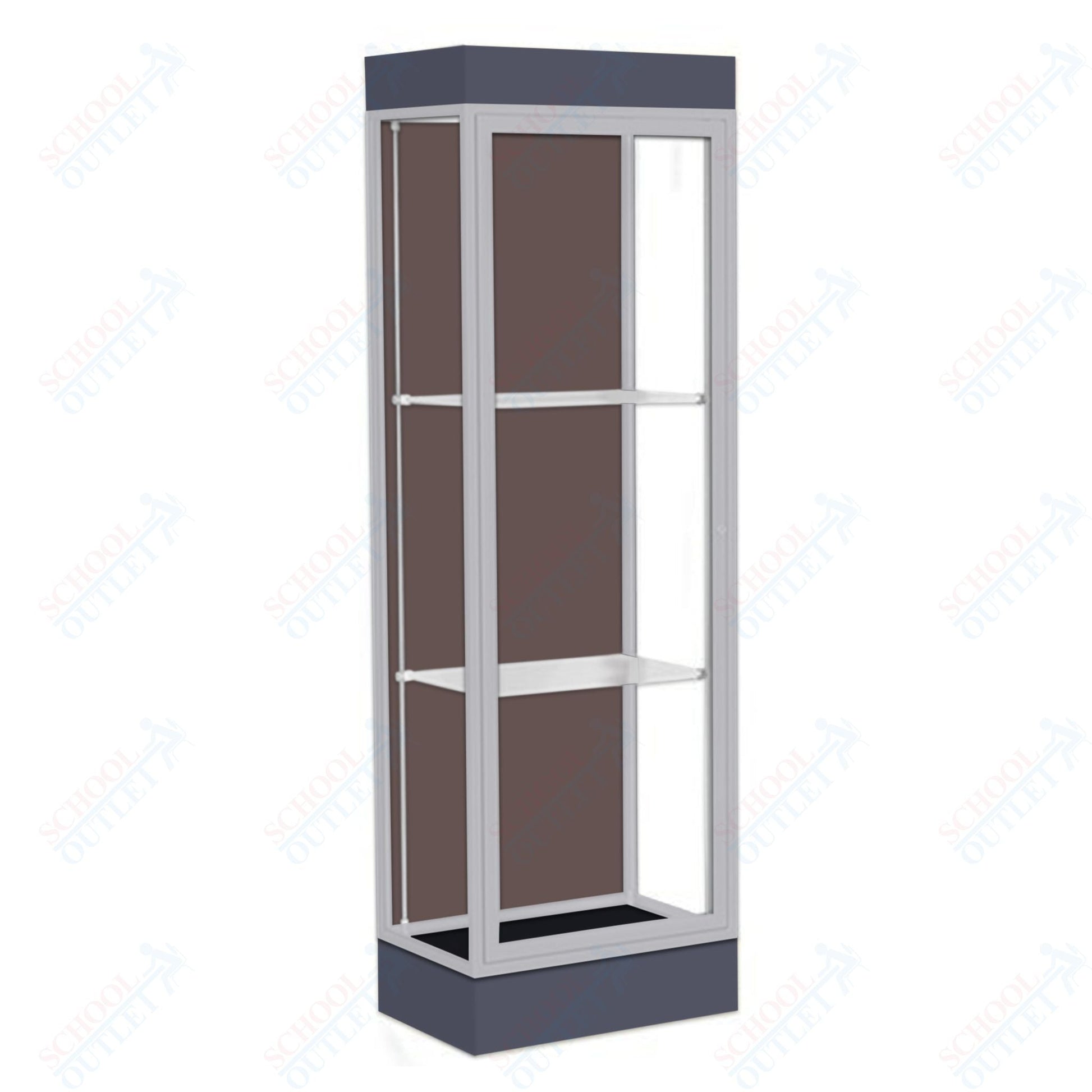 Waddell Edge 91 Lighted Floor Case w/ Chocolate Back & Satin Natural Frame - 24"W x 76"H x 20"D(Waddell WAD - 91LFCO - SN) - SchoolOutlet
