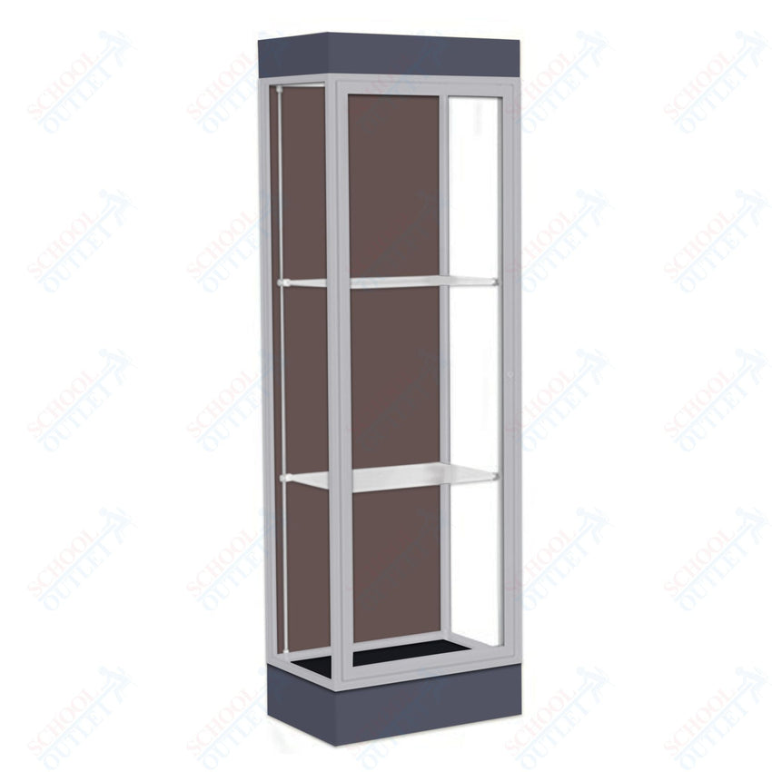 Waddell Edge 91 Lighted Floor Case w/ Chocolate Back & Satin Natural Frame - 24"W x 76"H x 20"D(Waddell WAD - 91LFCO - SN) - SchoolOutlet