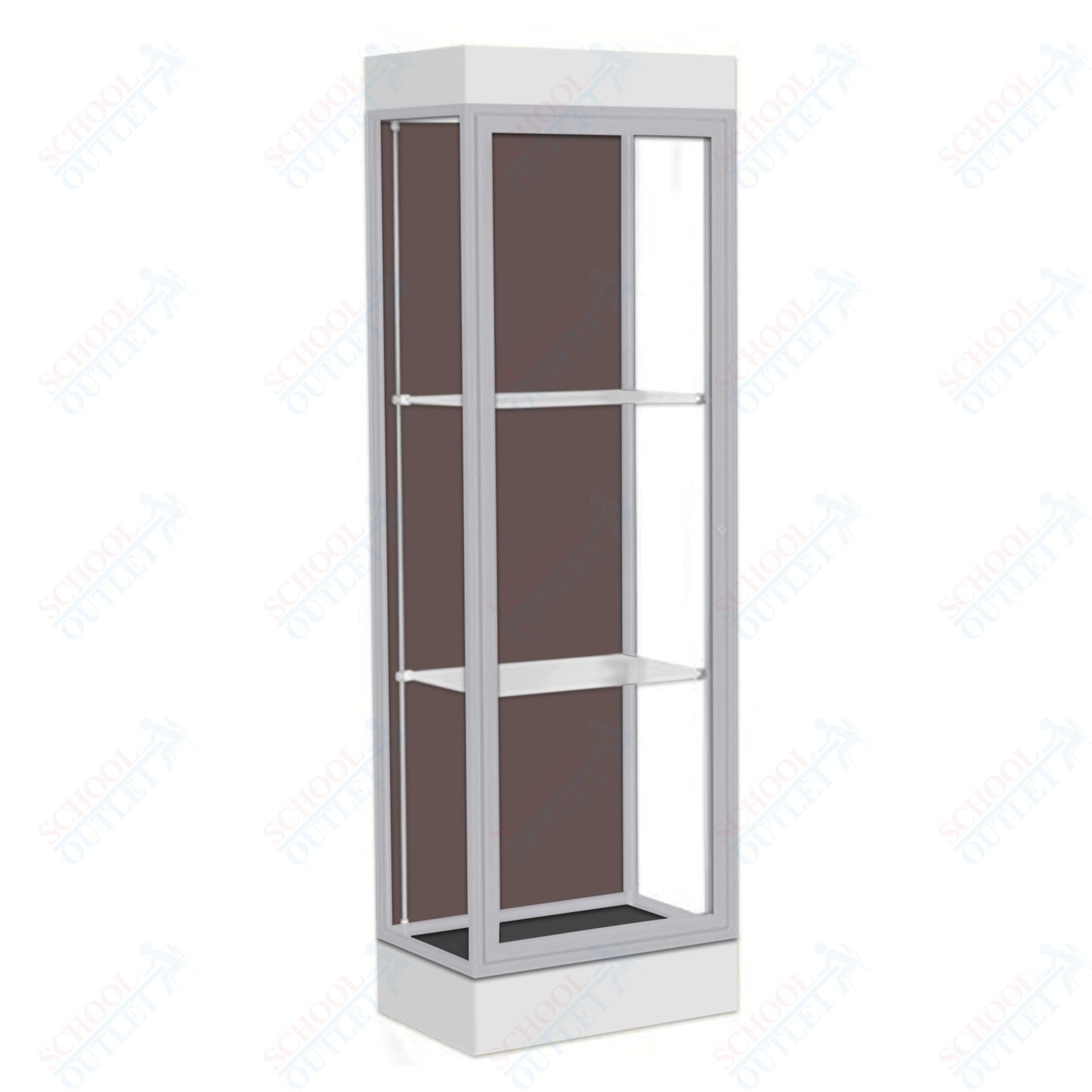 Waddell Edge 91 Lighted Floor Case w/ Chocolate Back & Satin Natural Frame - 24"W x 76"H x 20"D(Waddell WAD - 91LFCO - SN) - SchoolOutlet