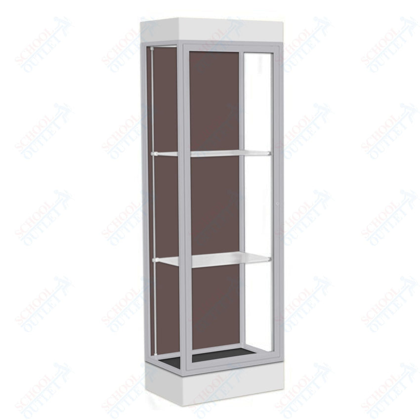Waddell Edge 91 Lighted Floor Case w/ Chocolate Back & Satin Natural Frame - 24"W x 76"H x 20"D(Waddell WAD - 91LFCO - SN) - SchoolOutlet
