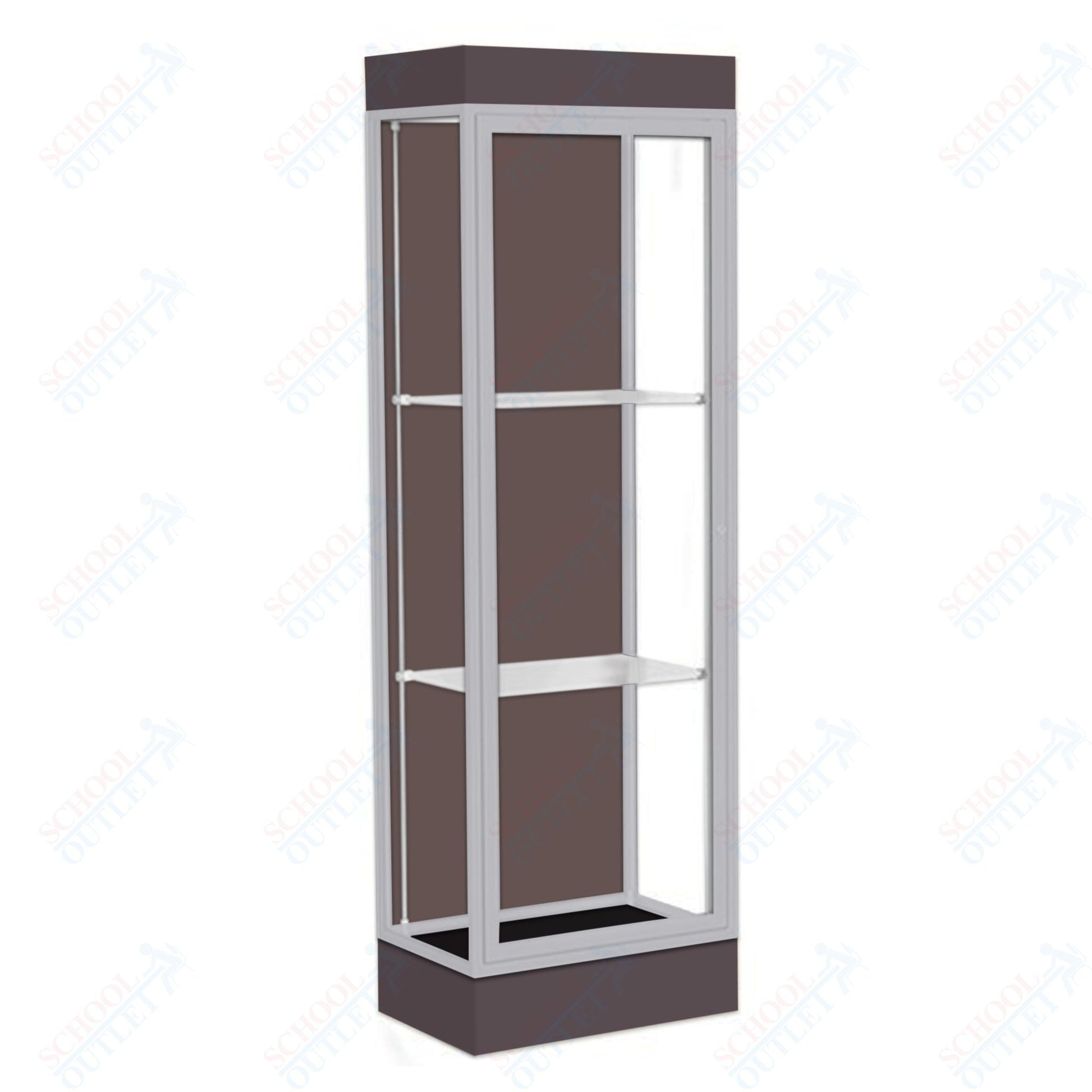 Waddell Edge 91 Lighted Floor Case w/ Chocolate Back & Satin Natural Frame - 24"W x 76"H x 20"D(Waddell WAD - 91LFCO - SN) - SchoolOutlet