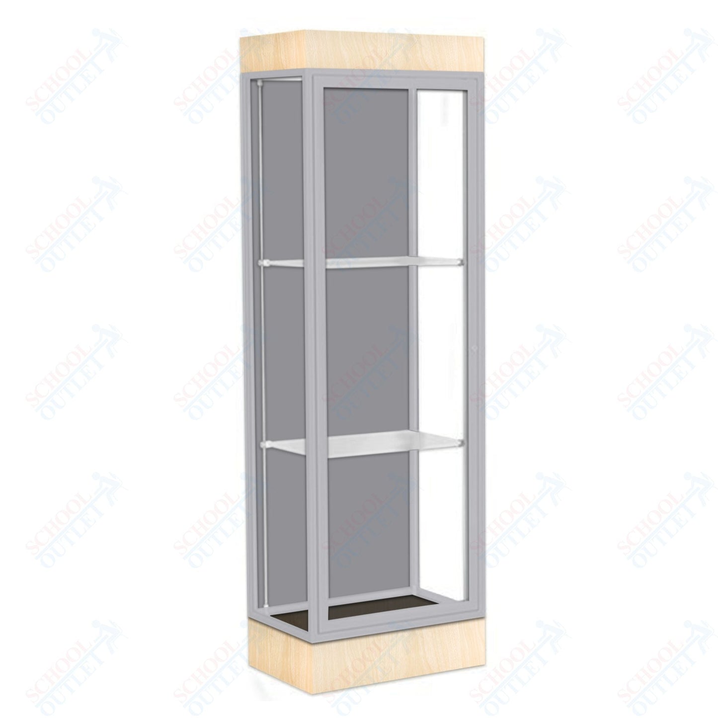 Waddell Edge 91 Lighted Floor Case w/ Harbor Back & Satin Natural Frame - 24"W x 76"H x 20"D(Waddell WAD - 91LFHB - SN) - SchoolOutlet