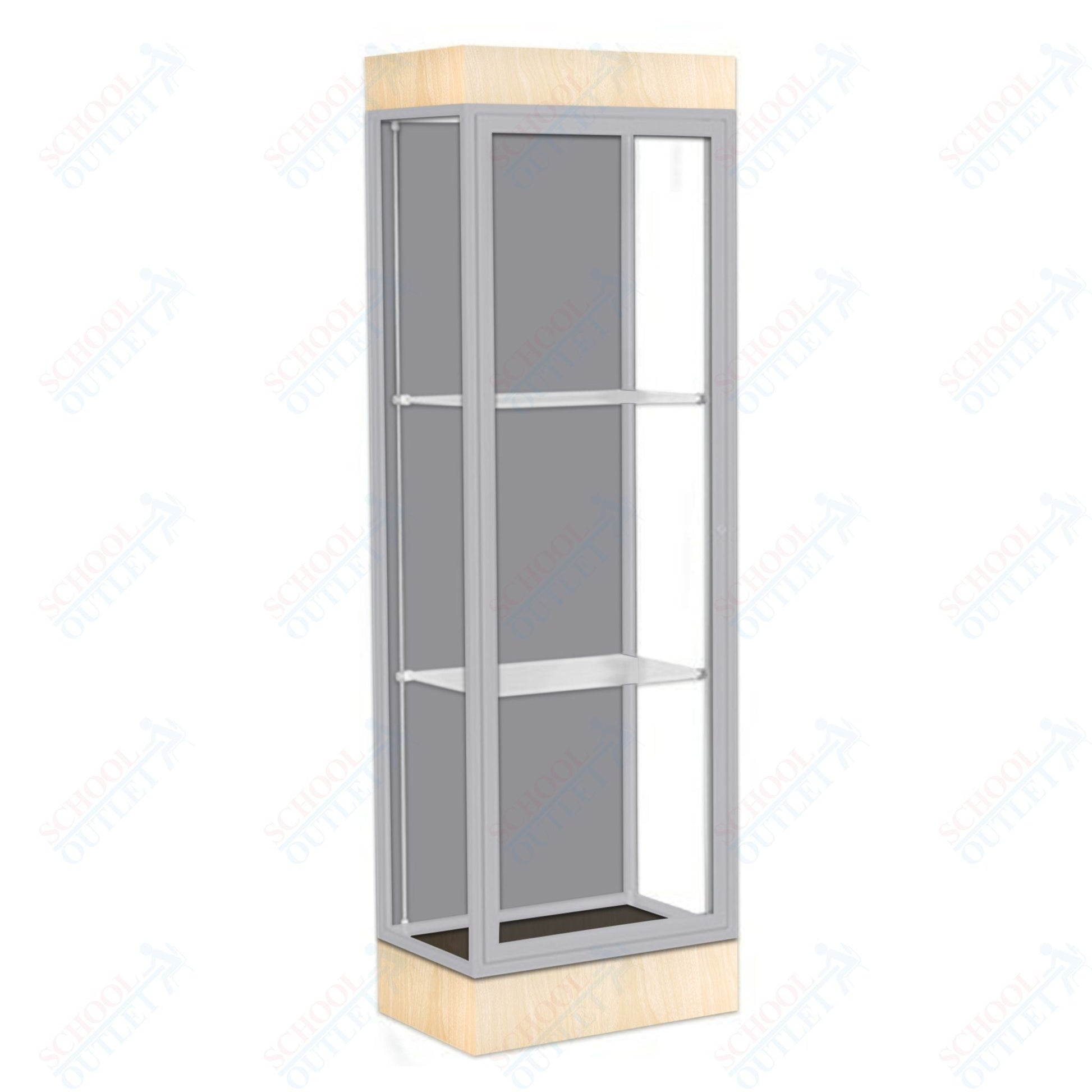 Waddell Edge 91 Lighted Floor Case w/ Harbor Back & Satin Natural Frame - 24"W x 76"H x 20"D(Waddell WAD - 91LFHB - SN) - SchoolOutlet