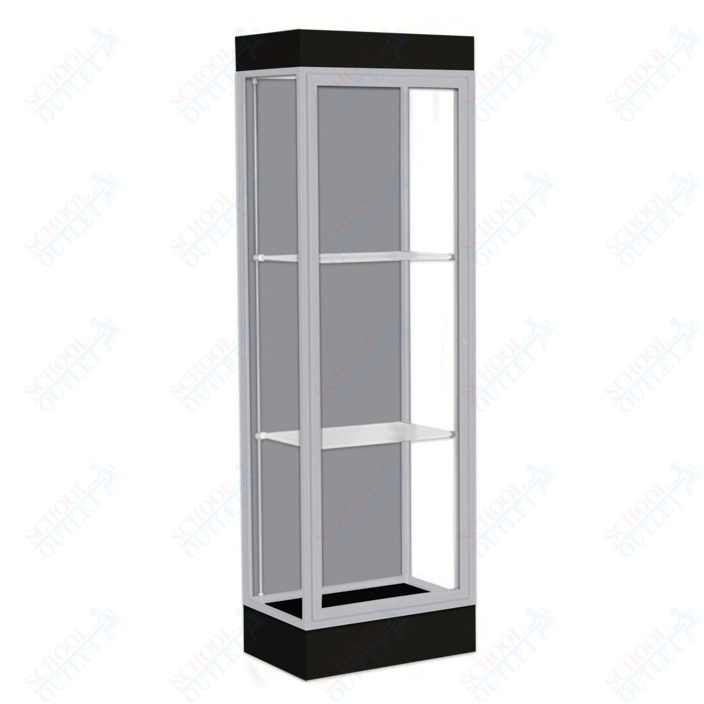Waddell Edge 91 Lighted Floor Case w/ Harbor Back & Satin Natural Frame - 24"W x 76"H x 20"D(Waddell WAD - 91LFHB - SN) - SchoolOutlet