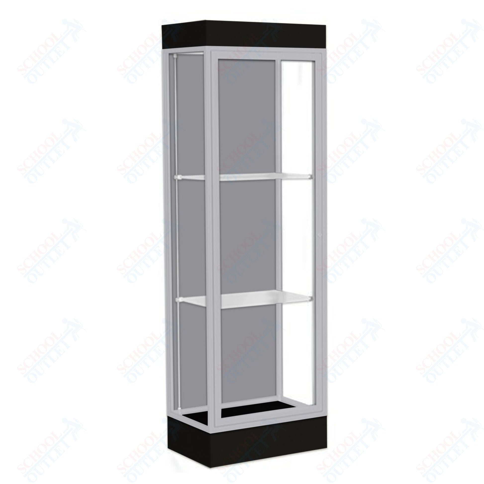 Waddell Edge 91 Lighted Floor Case w/ Harbor Back & Satin Natural Frame - 24"W x 76"H x 20"D(Waddell WAD - 91LFHB - SN) - SchoolOutlet