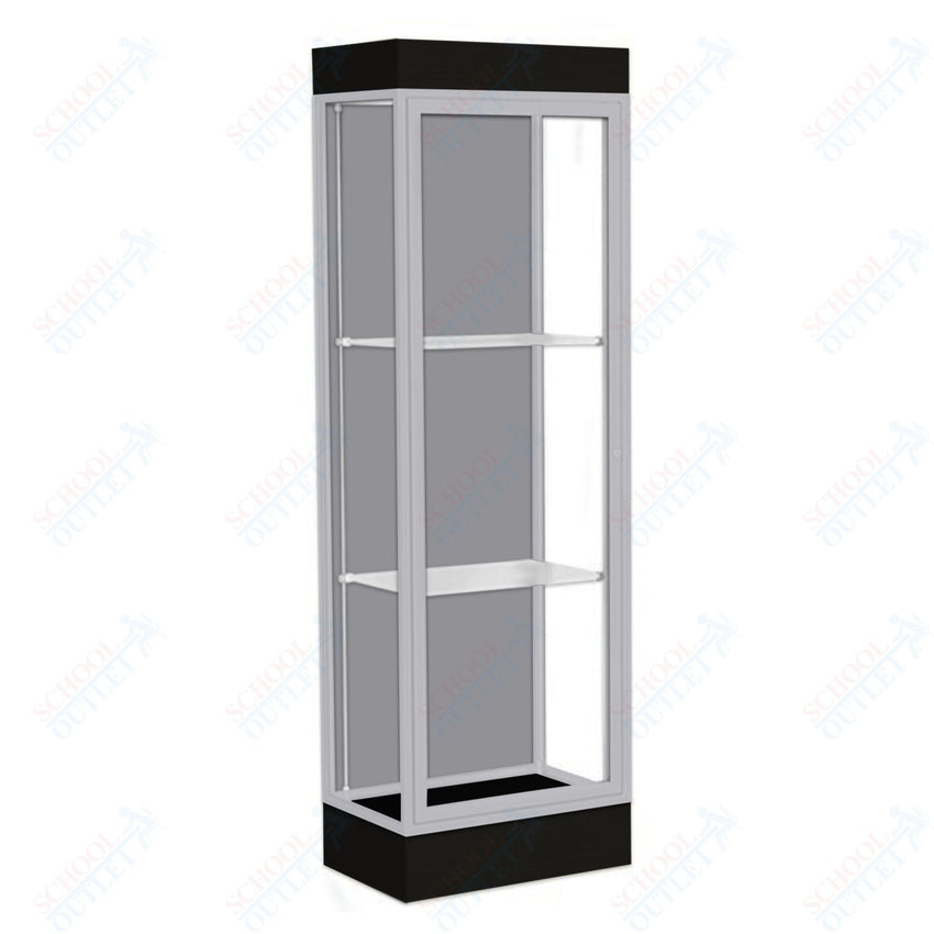 Waddell Edge 91 Lighted Floor Case w/ Harbor Back & Satin Natural Frame - 24"W x 76"H x 20"D(Waddell WAD - 91LFHB - SN) - SchoolOutlet