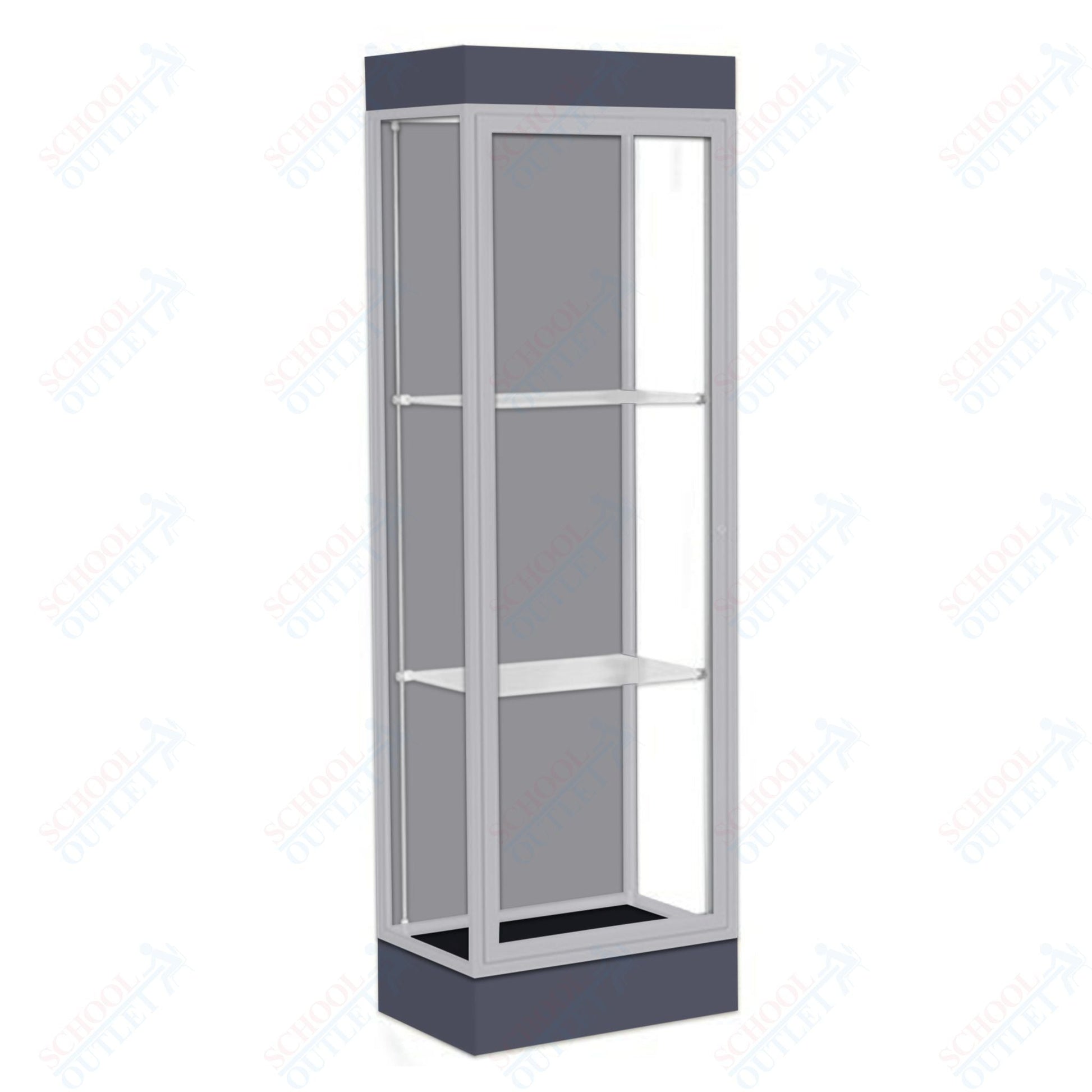 Waddell Edge 91 Lighted Floor Case w/ Harbor Back & Satin Natural Frame - 24"W x 76"H x 20"D(Waddell WAD - 91LFHB - SN) - SchoolOutlet
