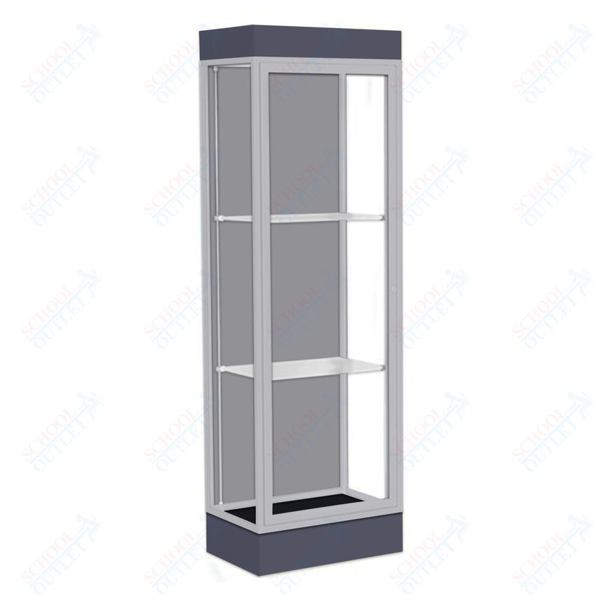Waddell Edge 91 Lighted Floor Case w/ Harbor Back & Satin Natural Frame - 24"W x 76"H x 20"D(Waddell WAD - 91LFHB - SN) - SchoolOutlet