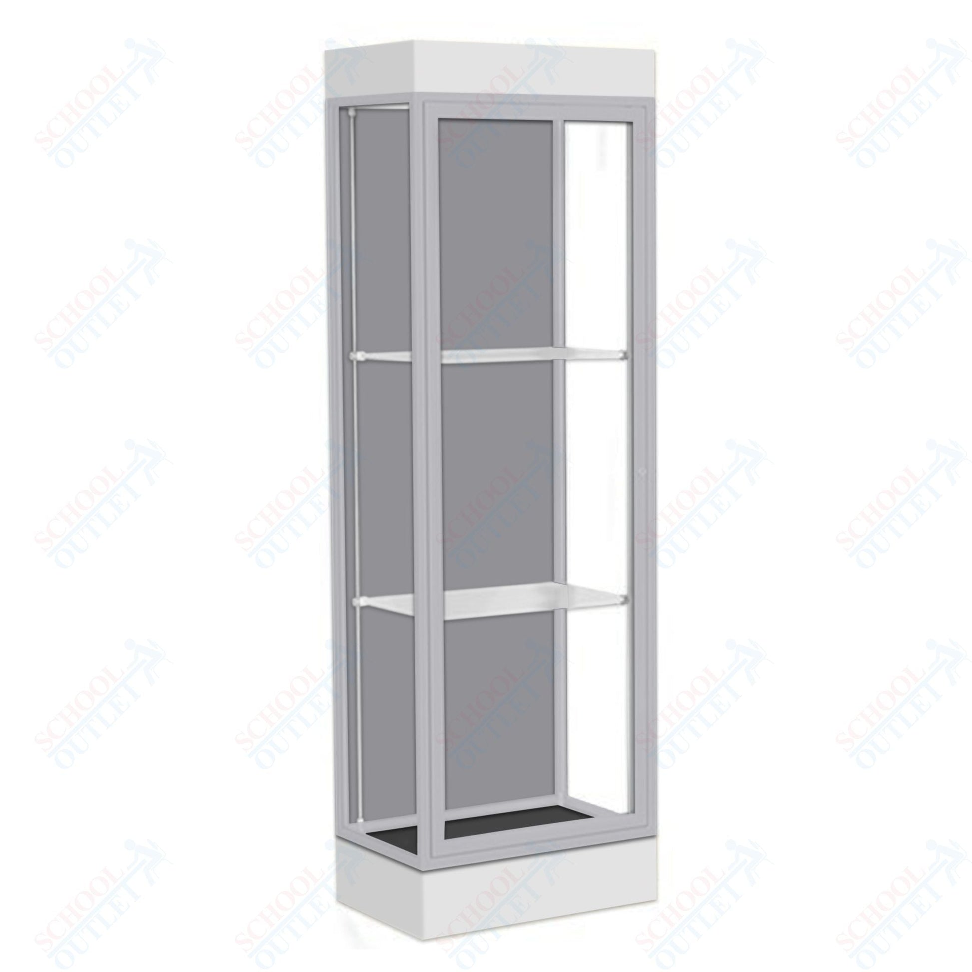 Waddell Edge 91 Lighted Floor Case w/ Harbor Back & Satin Natural Frame - 24"W x 76"H x 20"D(Waddell WAD - 91LFHB - SN) - SchoolOutlet