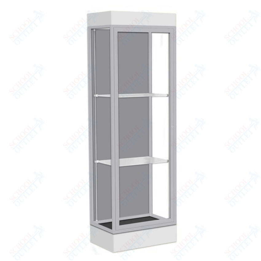 Waddell Edge 91 Lighted Floor Case w/ Harbor Back & Satin Natural Frame - 24"W x 76"H x 20"D(Waddell WAD - 91LFHB - SN) - SchoolOutlet