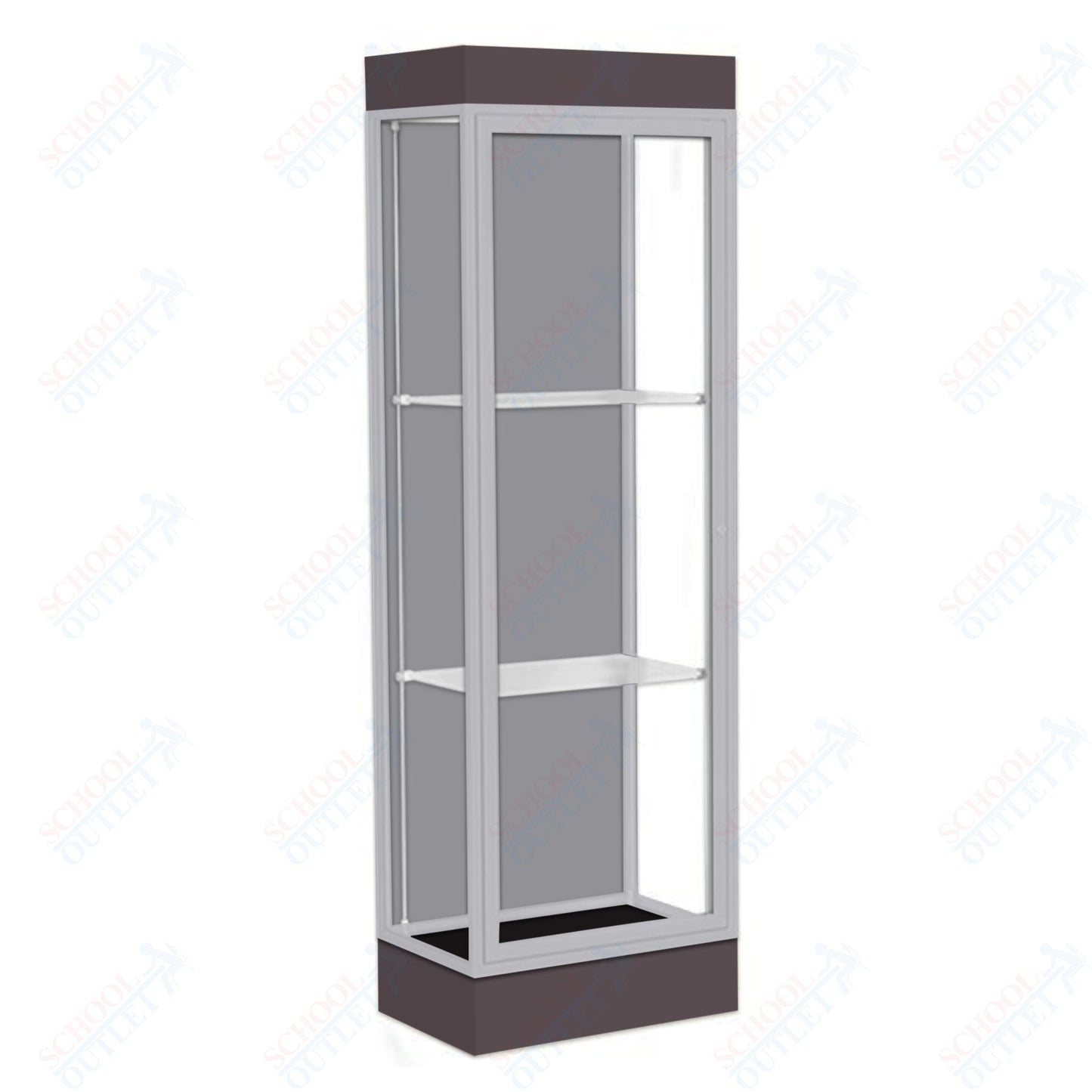 Waddell Edge 91 Lighted Floor Case w/ Harbor Back & Satin Natural Frame - 24"W x 76"H x 20"D(Waddell WAD - 91LFHB - SN) - SchoolOutlet