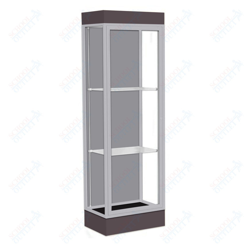 Waddell Edge 91 Lighted Floor Case w/ Harbor Back & Satin Natural Frame - 24"W x 76"H x 20"D(Waddell WAD - 91LFHB - SN) - SchoolOutlet