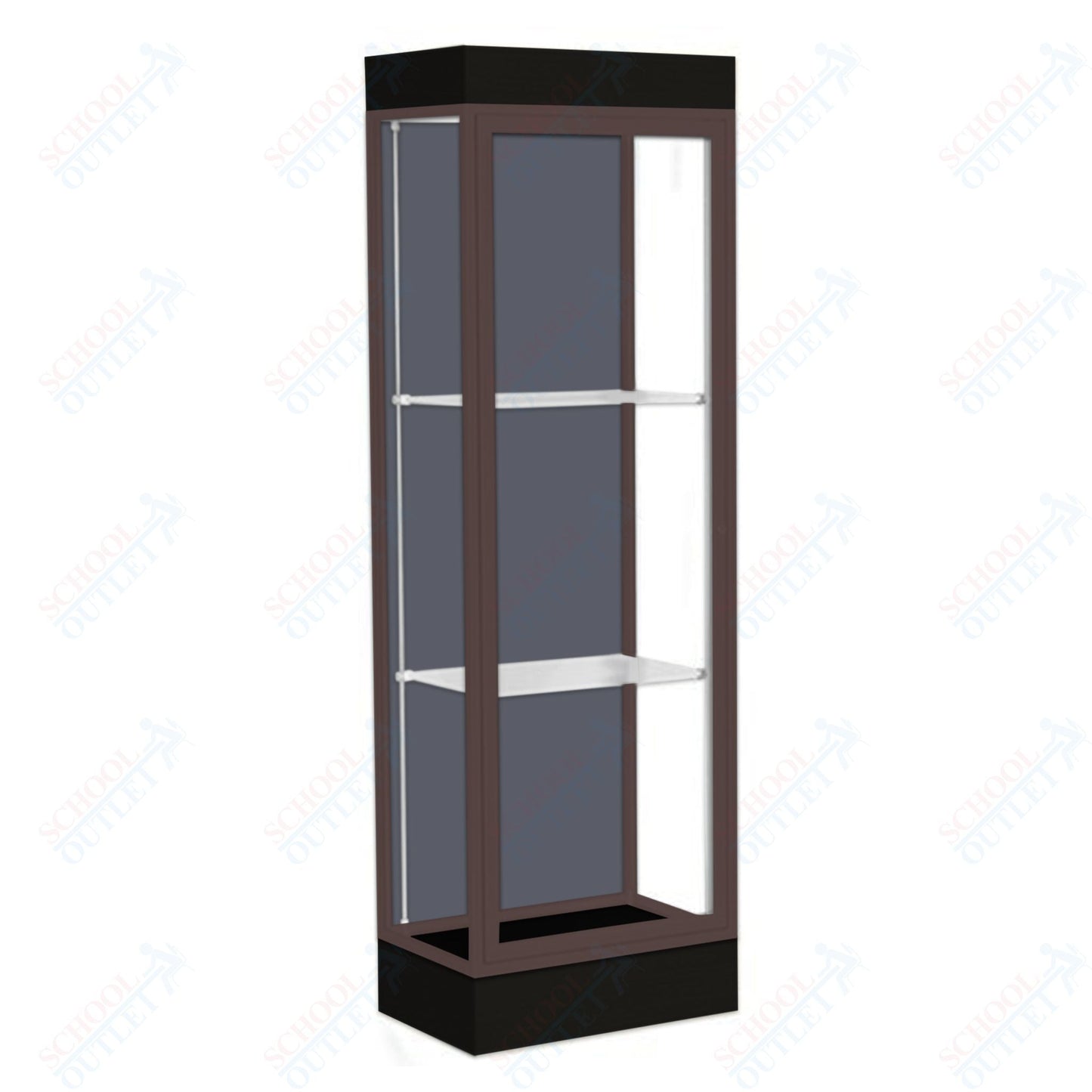 Waddell Edge 91 Lighted Floor Case w/ Slate Back & Dark Bronze Frame - 24"W x 76"H x 20"D(Waddell WAD - 91LFSL - BZ) - SchoolOutlet