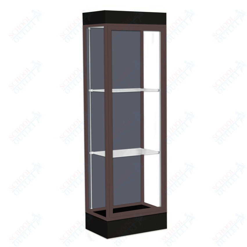 Waddell Edge 91 Lighted Floor Case w/ Slate Back & Dark Bronze Frame - 24"W x 76"H x 20"D(Waddell WAD - 91LFSL - BZ) - SchoolOutlet