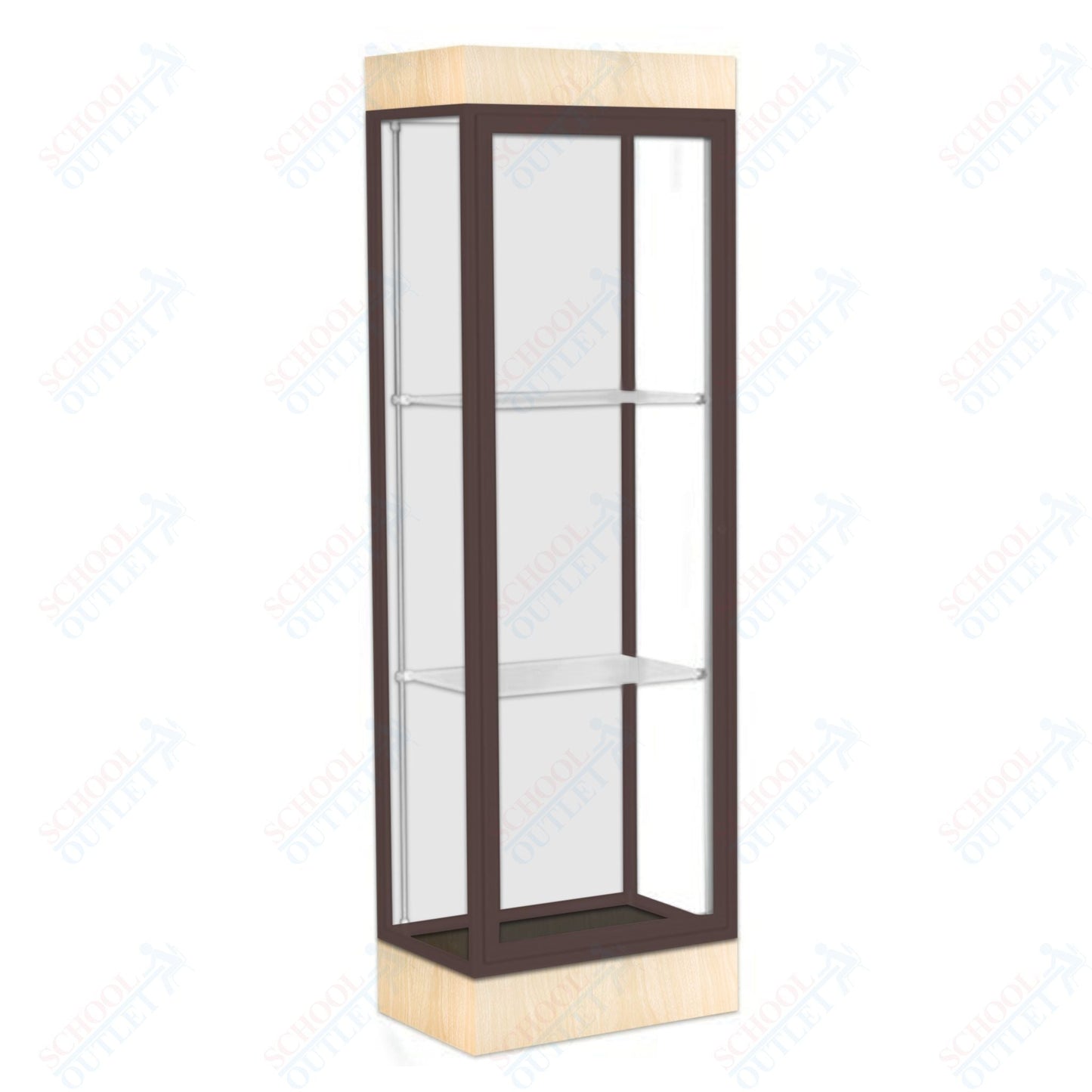 Waddell Edge 91 Lighted Floor Case w/ White Back & Dark Bronze Frame - 24"W x 76"H x 20"D(Waddell WAD - 91LFWH - BZ) - SchoolOutlet
