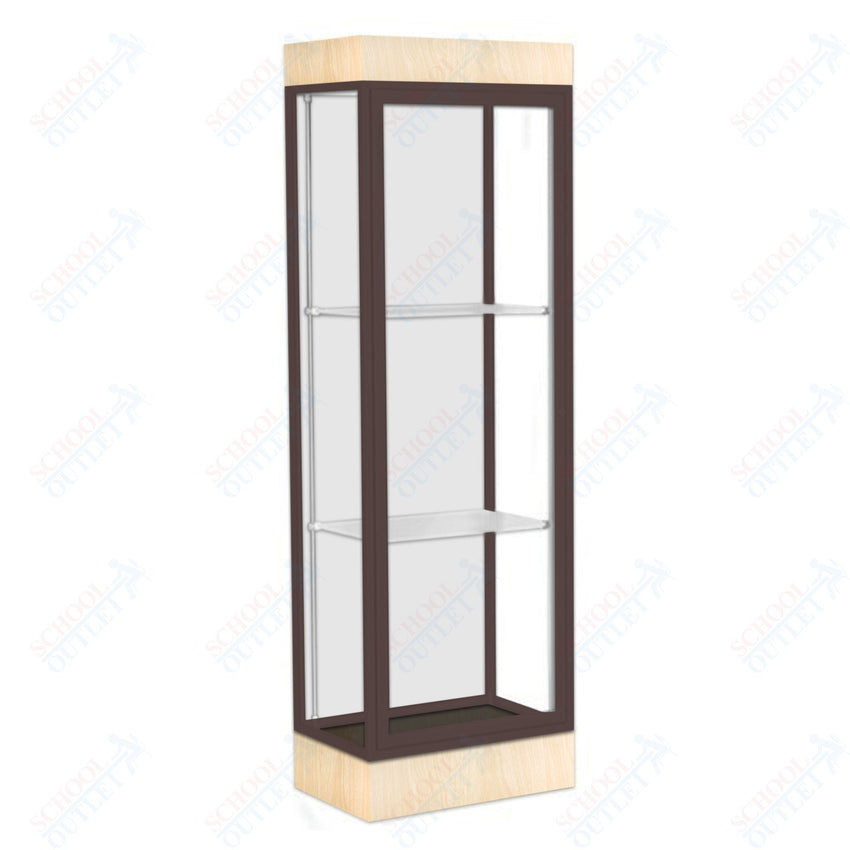 Waddell Edge 91 Lighted Floor Case w/ White Back & Dark Bronze Frame - 24"W x 76"H x 20"D(Waddell WAD - 91LFWH - BZ) - SchoolOutlet