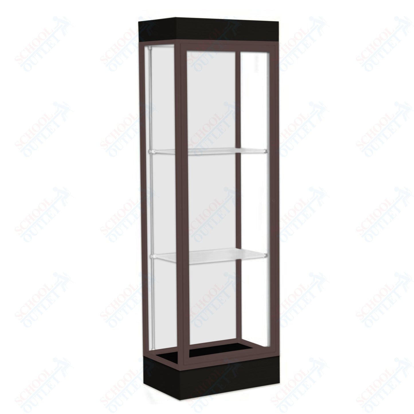 Waddell Edge 91 Lighted Floor Case w/ White Back & Dark Bronze Frame - 24"W x 76"H x 20"D(Waddell WAD - 91LFWH - BZ) - SchoolOutlet