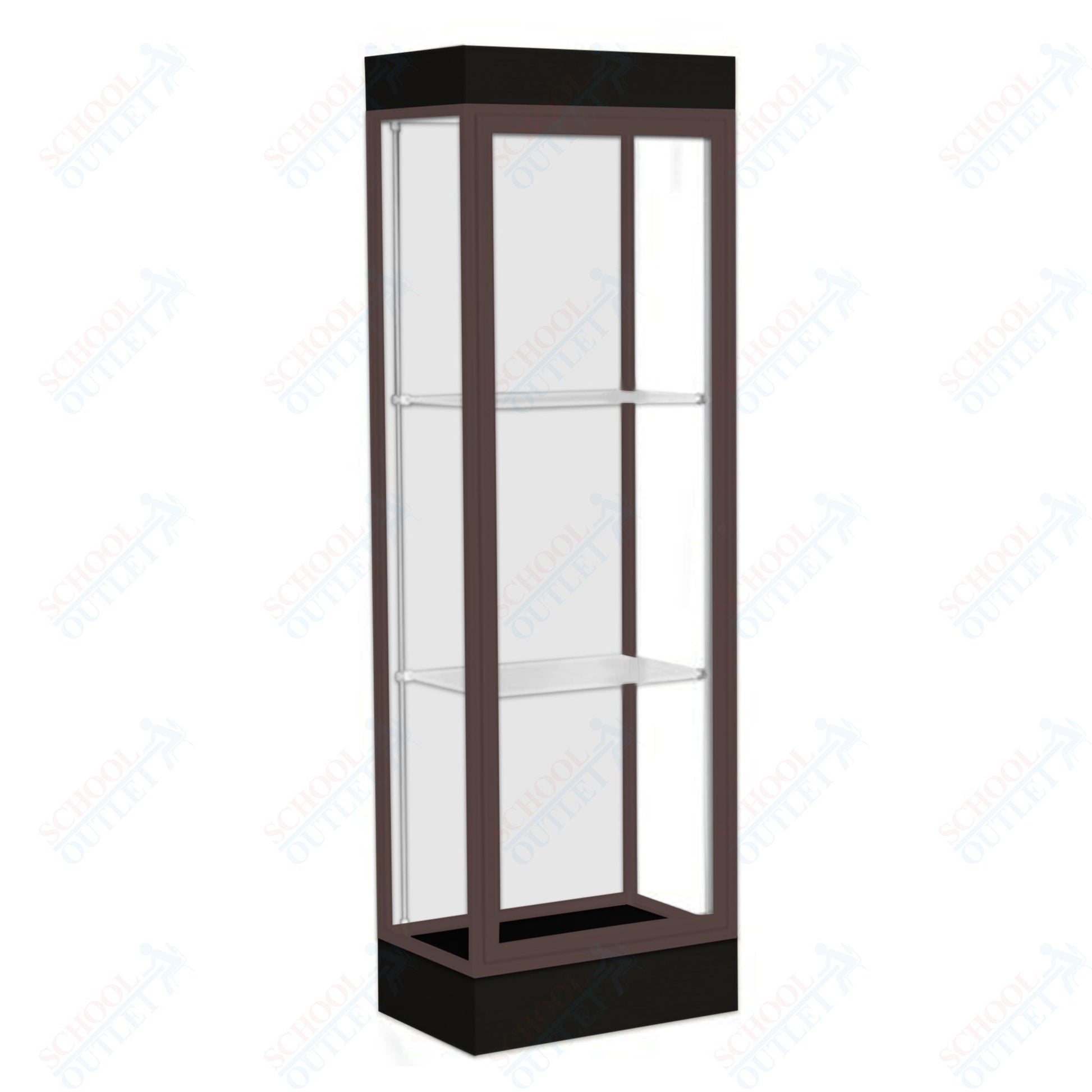 Waddell Edge 91 Lighted Floor Case w/ White Back & Dark Bronze Frame - 24"W x 76"H x 20"D(Waddell WAD - 91LFWH - BZ) - SchoolOutlet