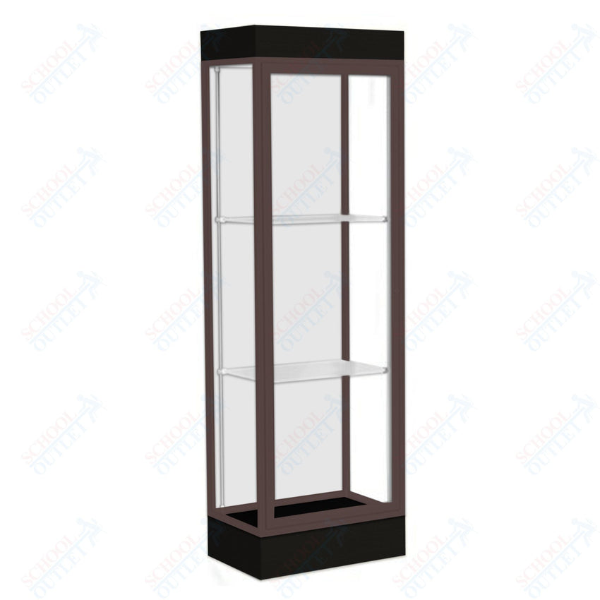 Waddell Edge 91 Lighted Floor Case w/ White Back & Dark Bronze Frame - 24"W x 76"H x 20"D(Waddell WAD - 91LFWH - BZ) - SchoolOutlet