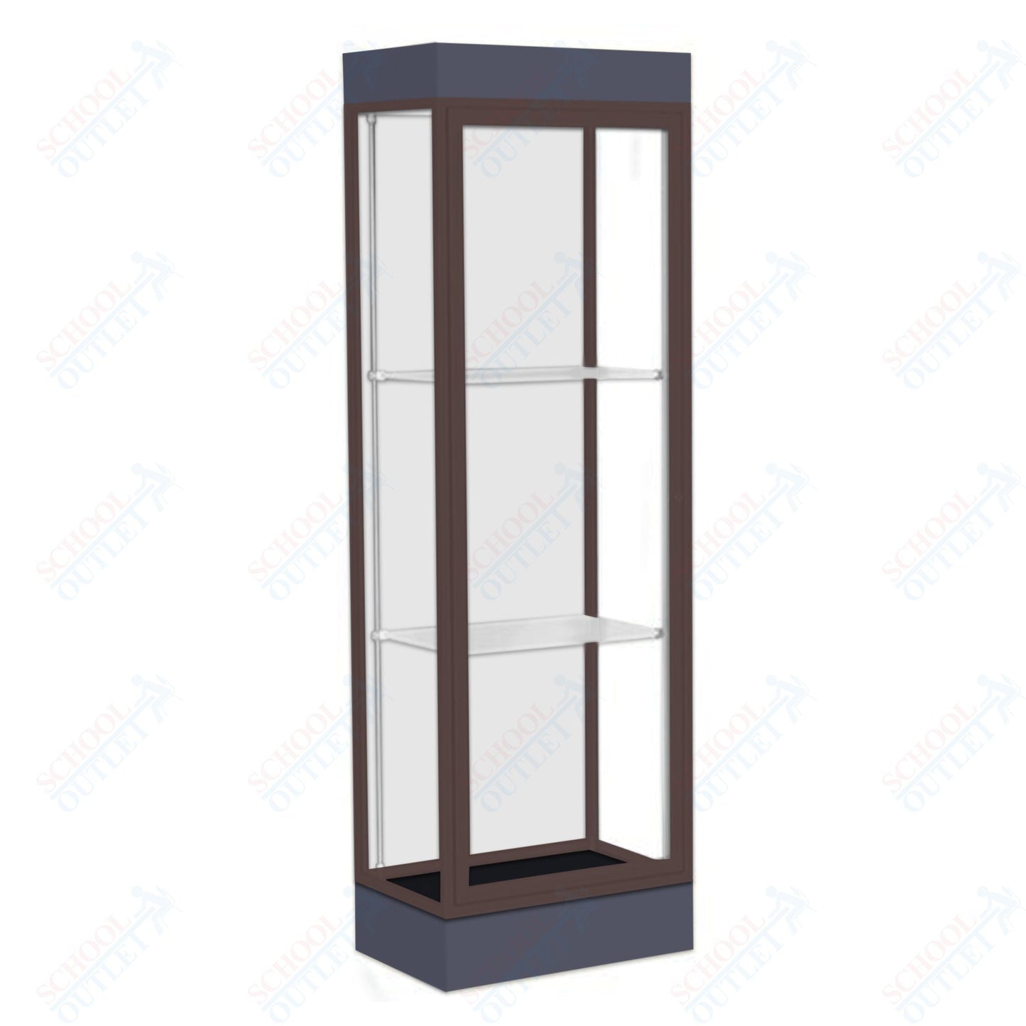 Waddell Edge 91 Lighted Floor Case w/ White Back & Dark Bronze Frame - 24"W x 76"H x 20"D(Waddell WAD - 91LFWH - BZ) - SchoolOutlet
