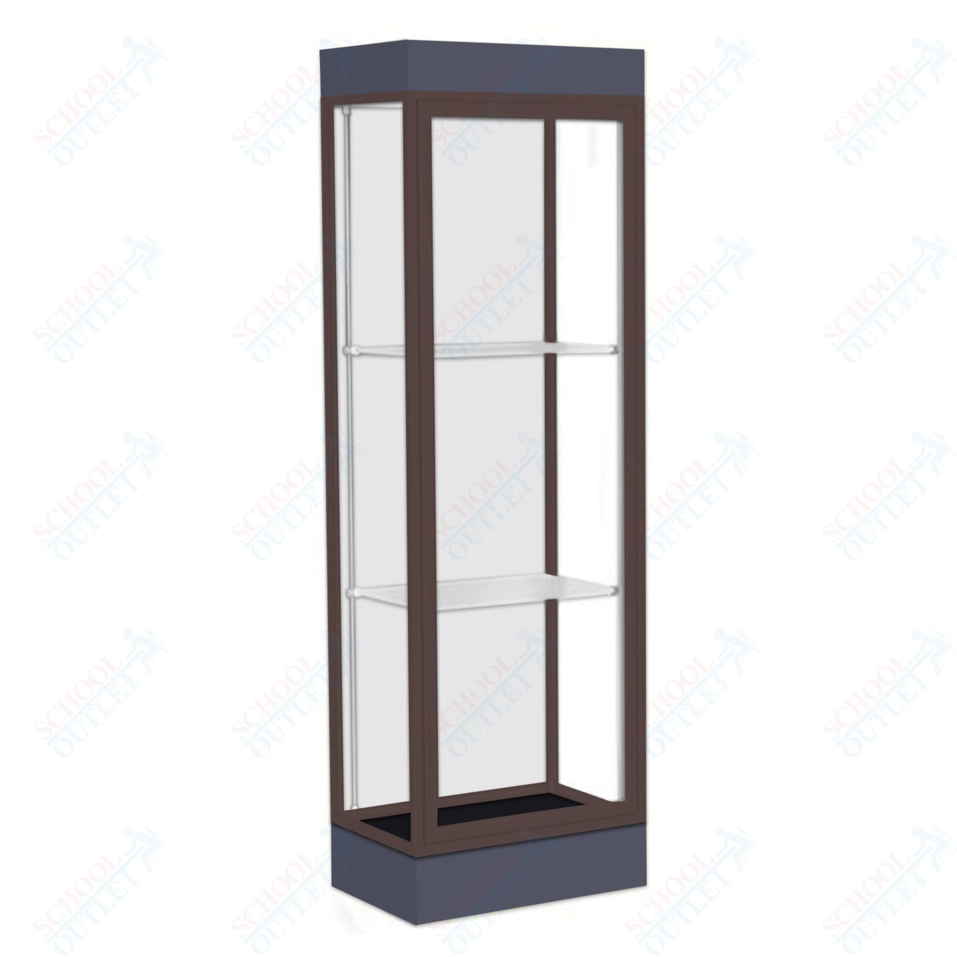 Waddell Edge 91 Lighted Floor Case w/ White Back & Dark Bronze Frame - 24"W x 76"H x 20"D(Waddell WAD - 91LFWH - BZ) - SchoolOutlet