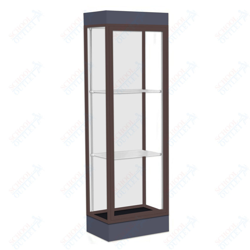 Waddell Edge 91 Lighted Floor Case w/ White Back & Dark Bronze Frame - 24"W x 76"H x 20"D(Waddell WAD - 91LFWH - BZ) - SchoolOutlet