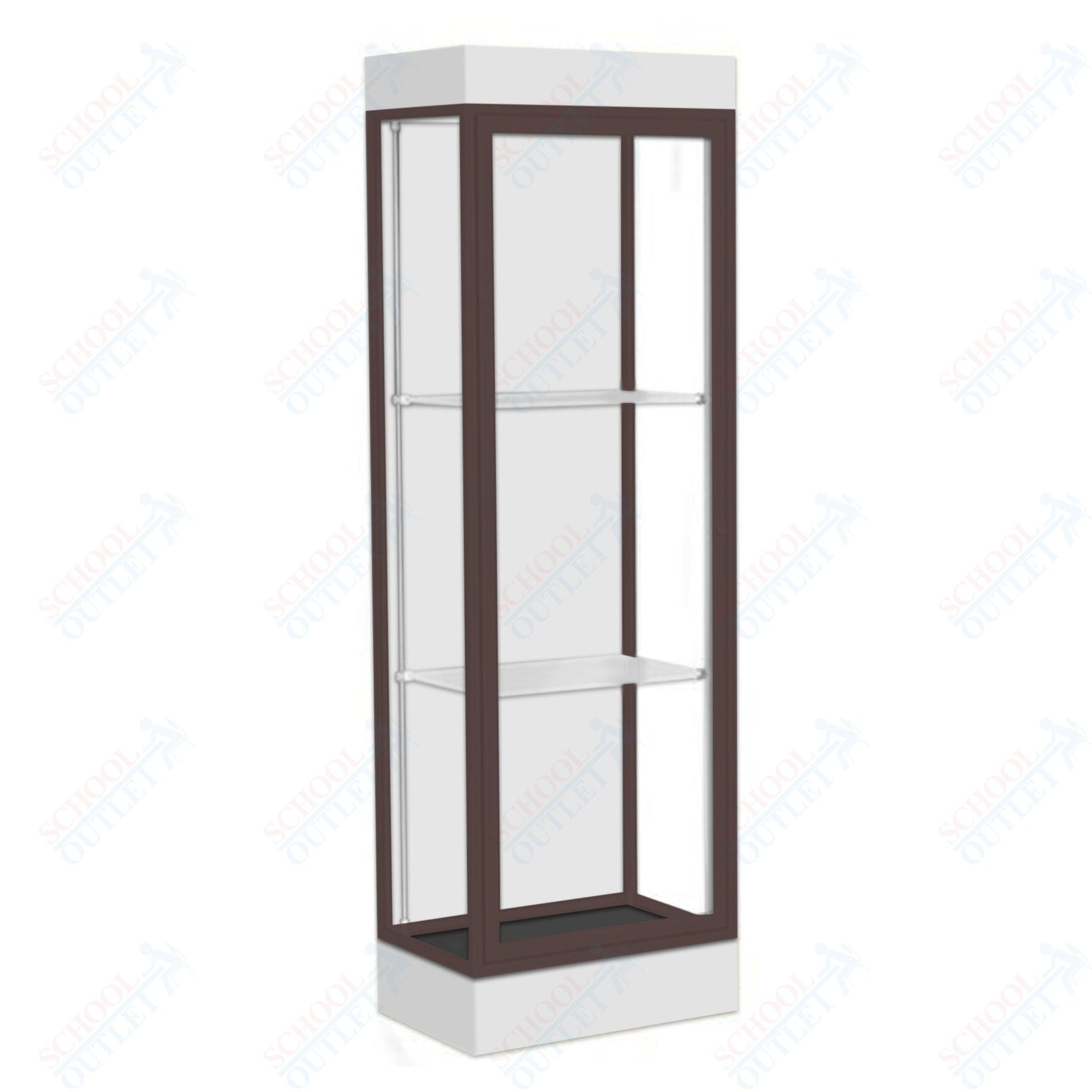 Waddell Edge 91 Lighted Floor Case w/ White Back & Dark Bronze Frame - 24"W x 76"H x 20"D(Waddell WAD - 91LFWH - BZ) - SchoolOutlet