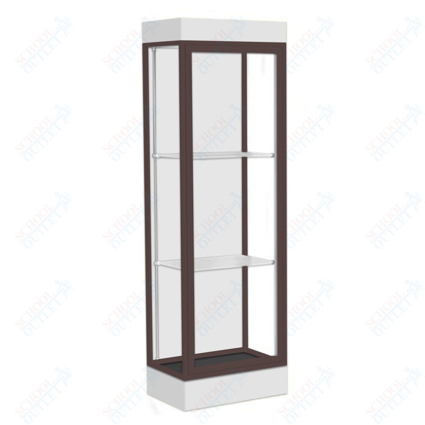 Waddell Edge 91 Lighted Floor Case w/ White Back & Dark Bronze Frame - 24"W x 76"H x 20"D(Waddell WAD - 91LFWH - BZ) - SchoolOutlet