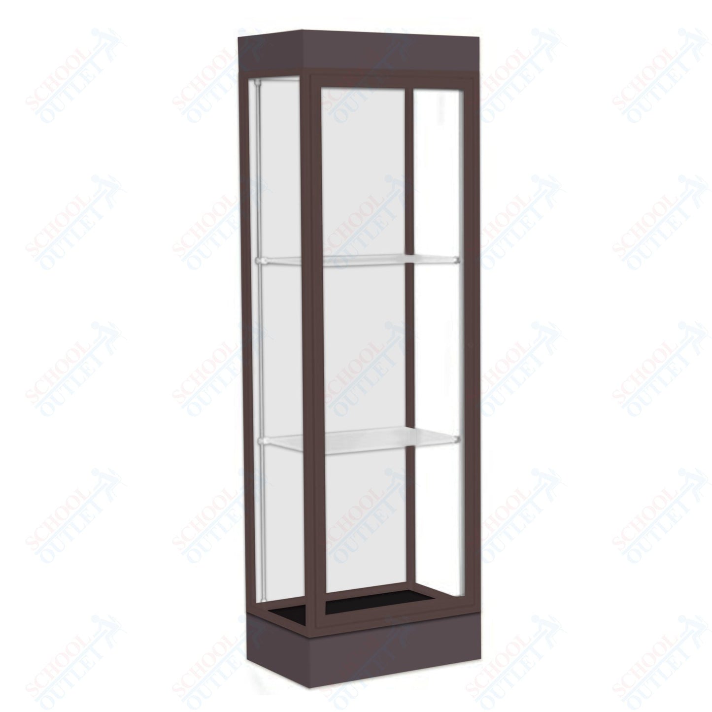 Waddell Edge 91 Lighted Floor Case w/ White Back & Dark Bronze Frame - 24"W x 76"H x 20"D(Waddell WAD - 91LFWH - BZ) - SchoolOutlet