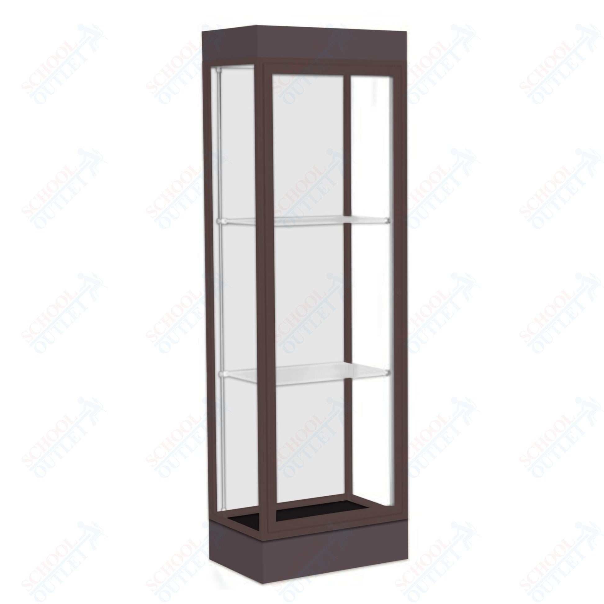 Waddell Edge 91 Lighted Floor Case w/ White Back & Dark Bronze Frame - 24"W x 76"H x 20"D(Waddell WAD - 91LFWH - BZ) - SchoolOutlet