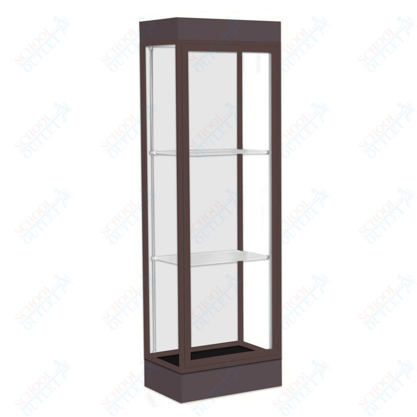 Waddell Edge 91 Lighted Floor Case w/ White Back & Dark Bronze Frame - 24"W x 76"H x 20"D(Waddell WAD - 91LFWH - BZ) - SchoolOutlet