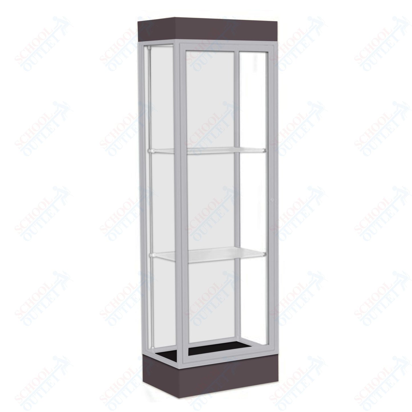 Waddell Edge 91 Lighted Floor Case w/ White Back & Satin Natural Frame - 24"W x 76"H x 20"D(Waddell WAD - 91LFWH - SN) - SchoolOutlet