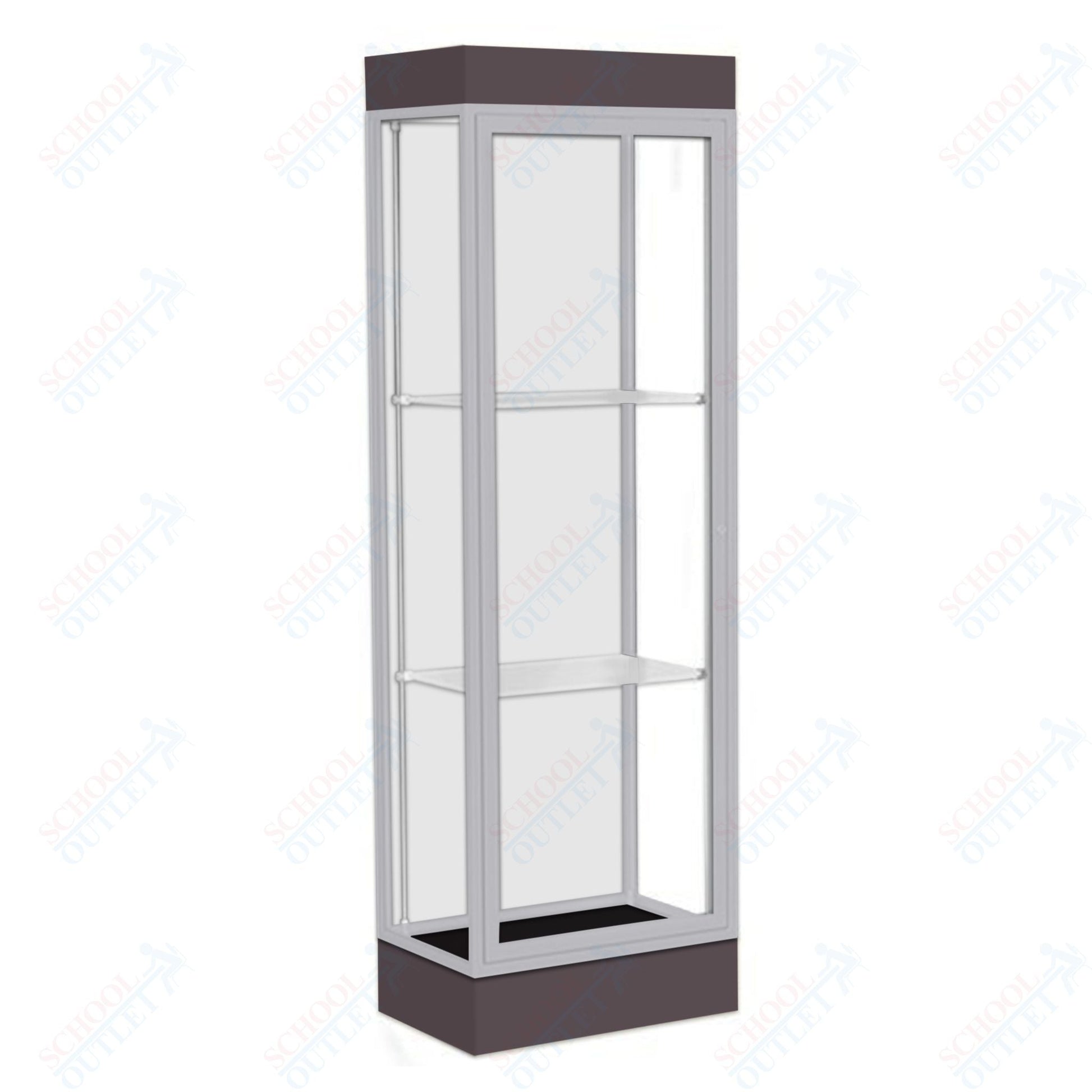 Waddell Edge 91 Lighted Floor Case w/ White Back & Satin Natural Frame - 24"W x 76"H x 20"D(Waddell WAD - 91LFWH - SN) - SchoolOutlet