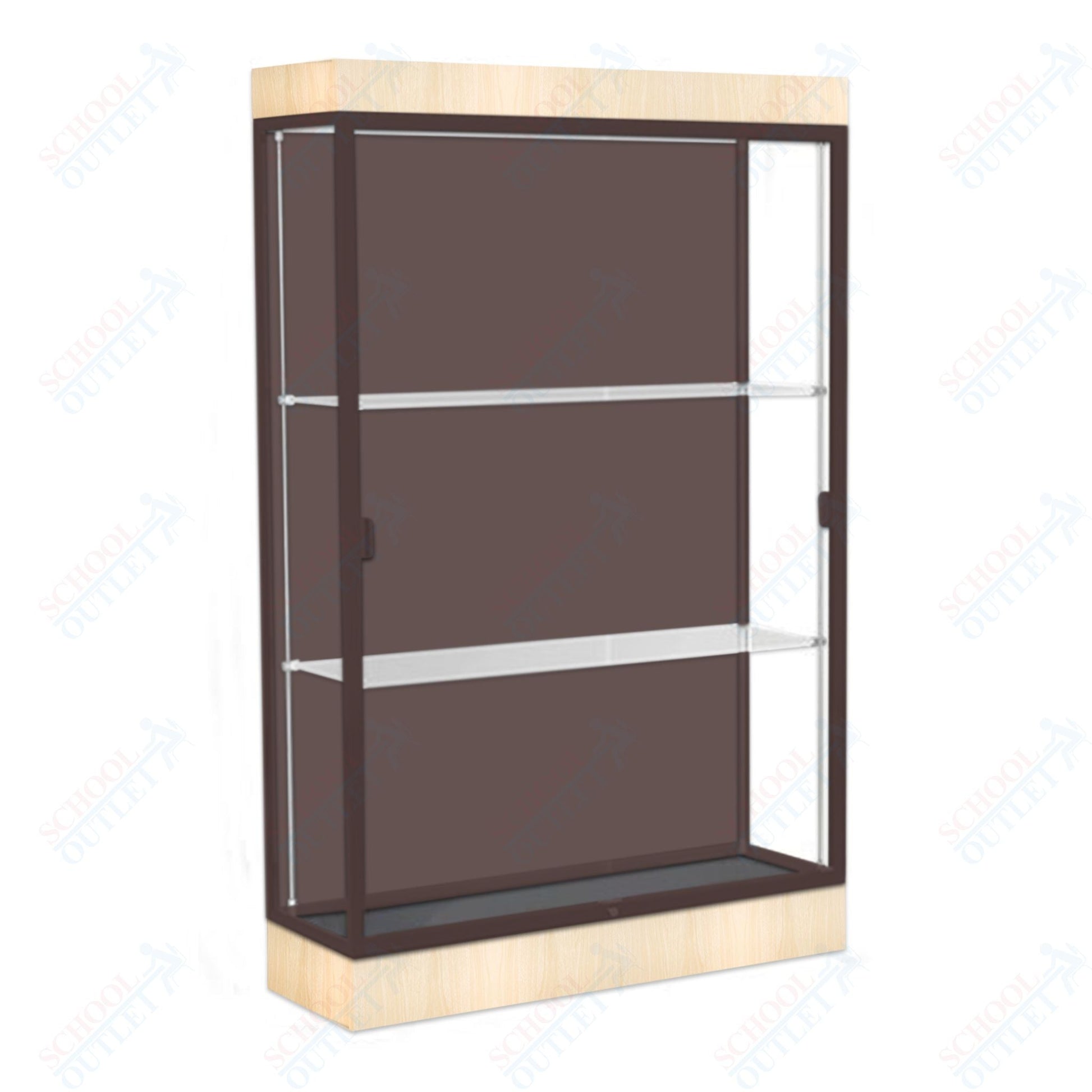 Waddell Edge 92 Lighted Floor Case w/ Chocolate Back & Dark Bronze Frame - 48"W x 76"H x 20"D(Waddell WAD - 92LFCO - BZ) - SchoolOutlet
