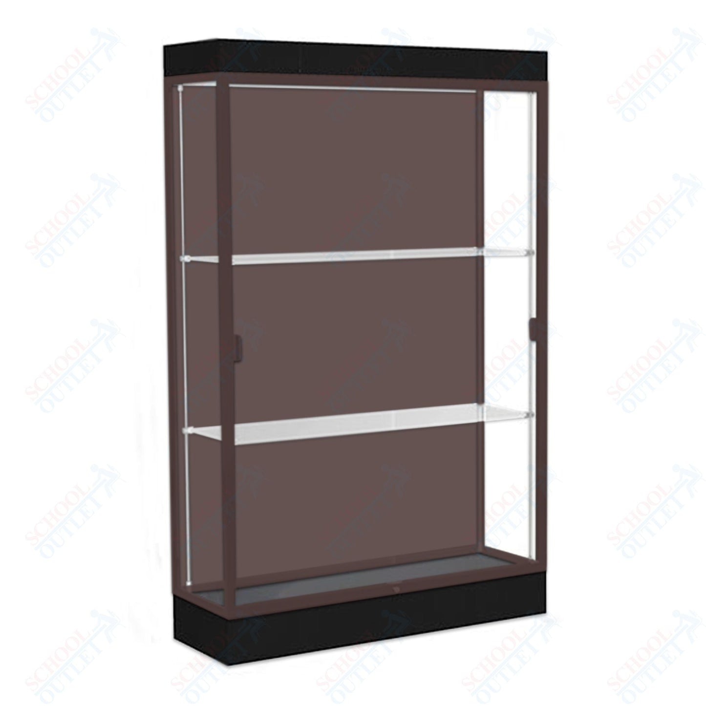 Waddell Edge 92 Lighted Floor Case w/ Chocolate Back & Dark Bronze Frame - 48"W x 76"H x 20"D(Waddell WAD - 92LFCO - BZ) - SchoolOutlet