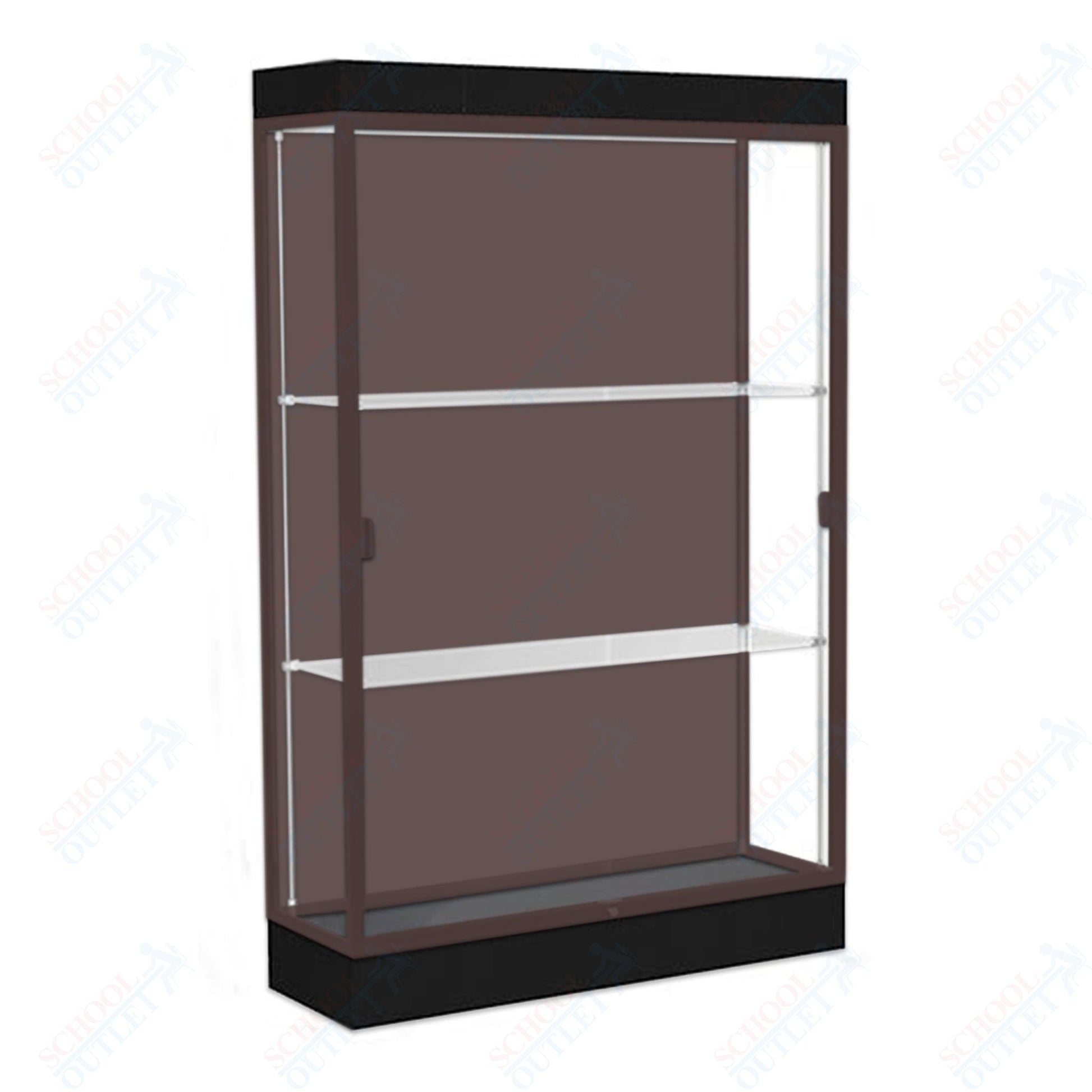 Waddell Edge 92 Lighted Floor Case w/ Chocolate Back & Dark Bronze Frame - 48"W x 76"H x 20"D(Waddell WAD - 92LFCO - BZ) - SchoolOutlet