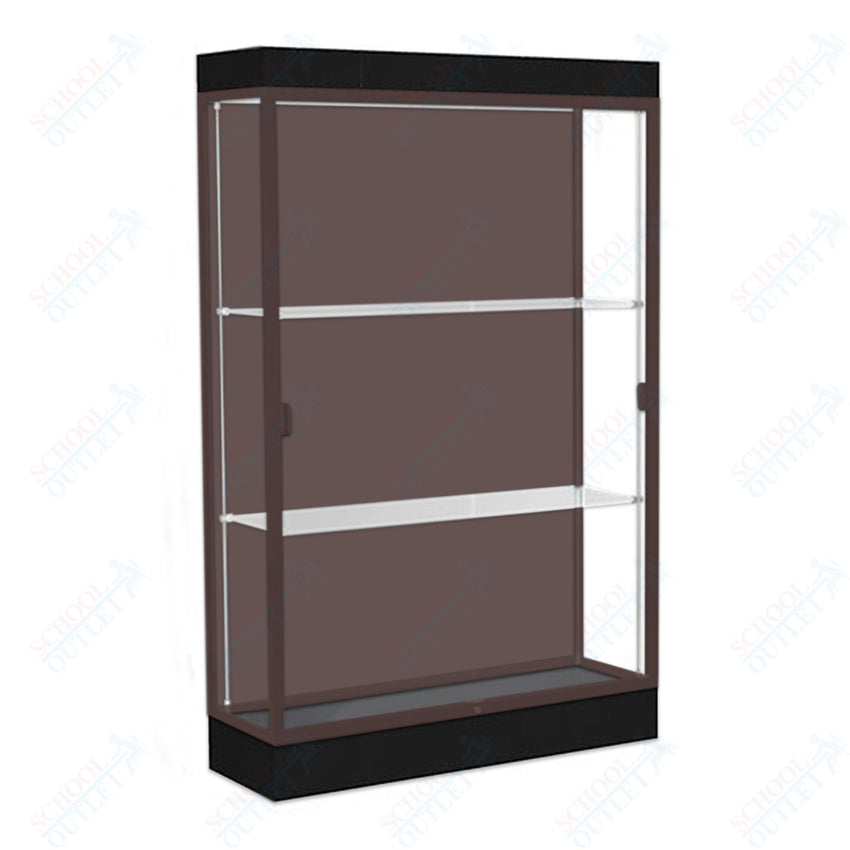 Waddell Edge 92 Lighted Floor Case w/ Chocolate Back & Dark Bronze Frame - 48"W x 76"H x 20"D(Waddell WAD - 92LFCO - BZ) - SchoolOutlet