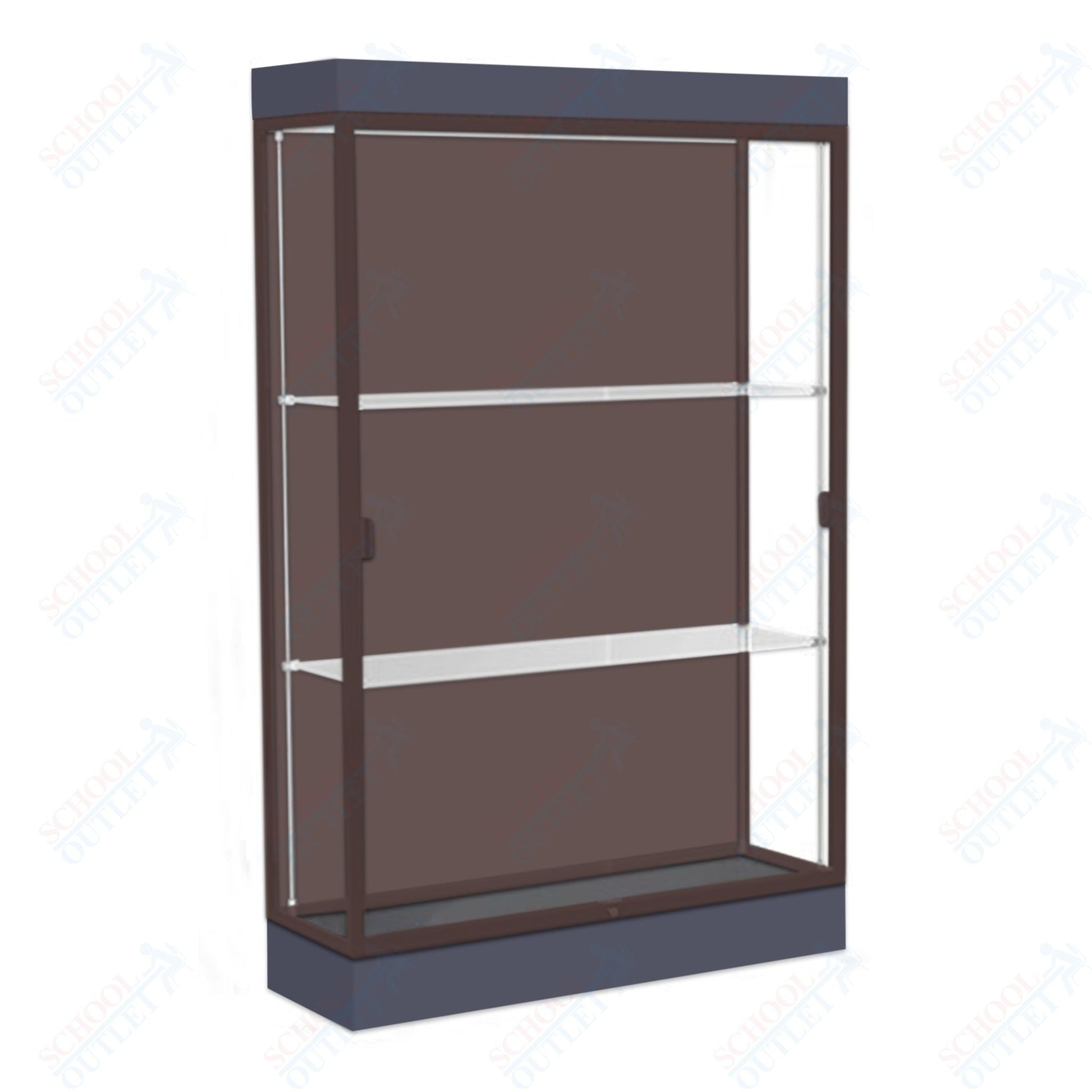 Waddell Edge 92 Lighted Floor Case w/ Chocolate Back & Dark Bronze Frame - 48"W x 76"H x 20"D(Waddell WAD - 92LFCO - BZ) - SchoolOutlet