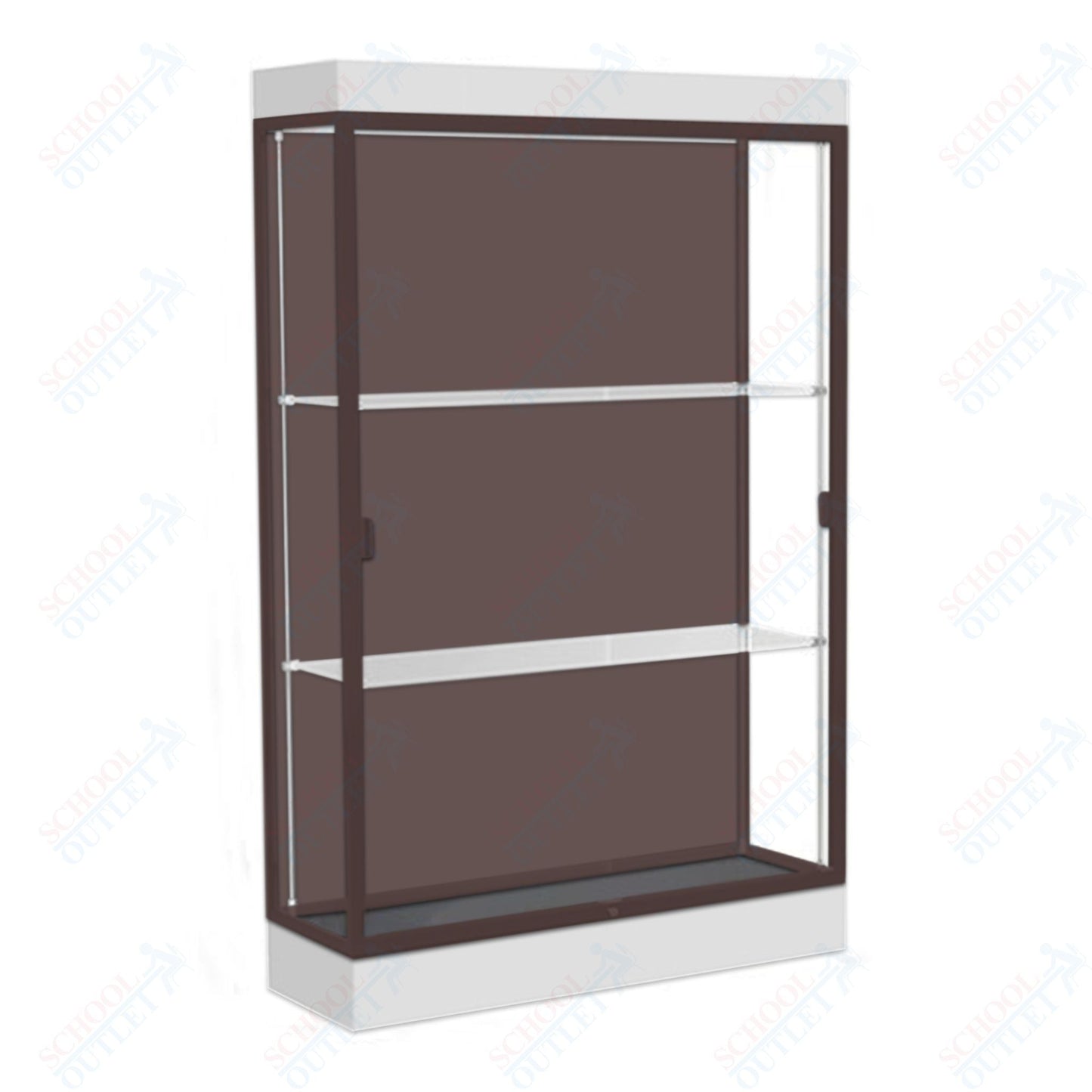 Waddell Edge 92 Lighted Floor Case w/ Chocolate Back & Dark Bronze Frame - 48"W x 76"H x 20"D(Waddell WAD - 92LFCO - BZ) - SchoolOutlet