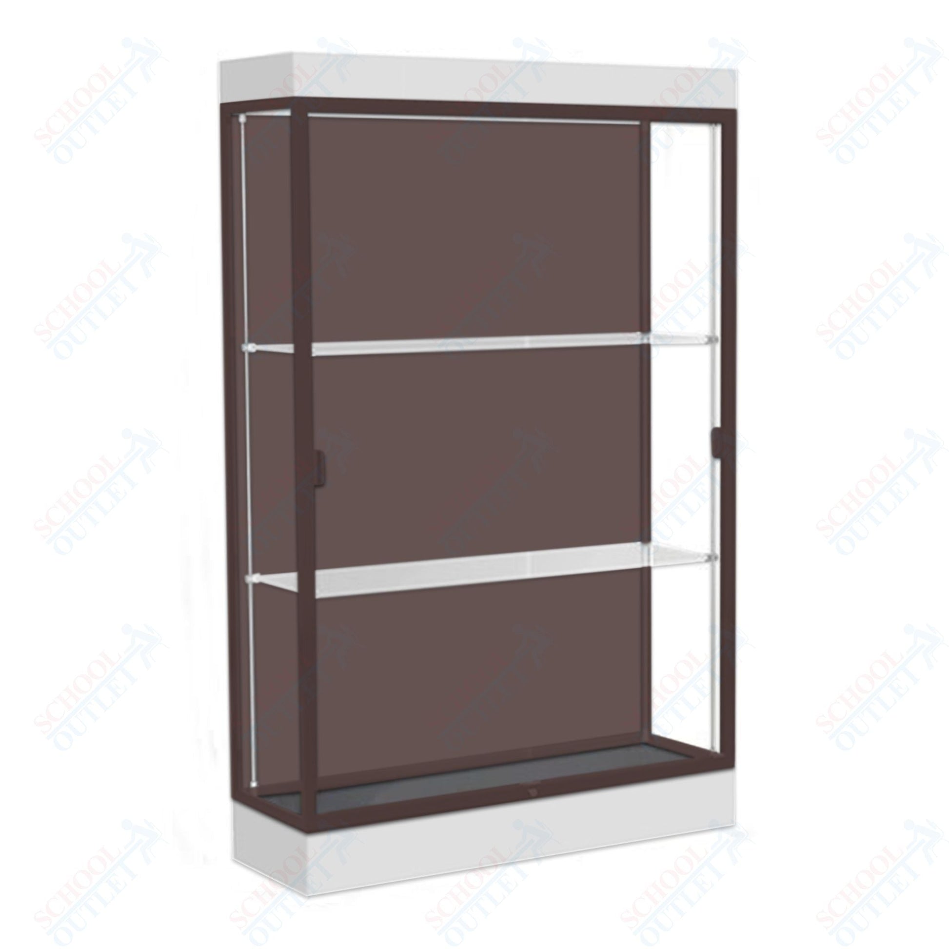 Waddell Edge 92 Lighted Floor Case w/ Chocolate Back & Dark Bronze Frame - 48"W x 76"H x 20"D(Waddell WAD - 92LFCO - BZ) - SchoolOutlet