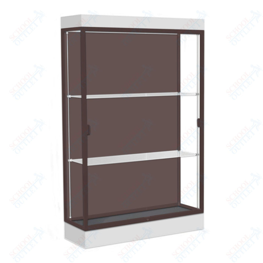 Waddell Edge 92 Lighted Floor Case w/ Chocolate Back & Dark Bronze Frame - 48"W x 76"H x 20"D(Waddell WAD - 92LFCO - BZ) - SchoolOutlet