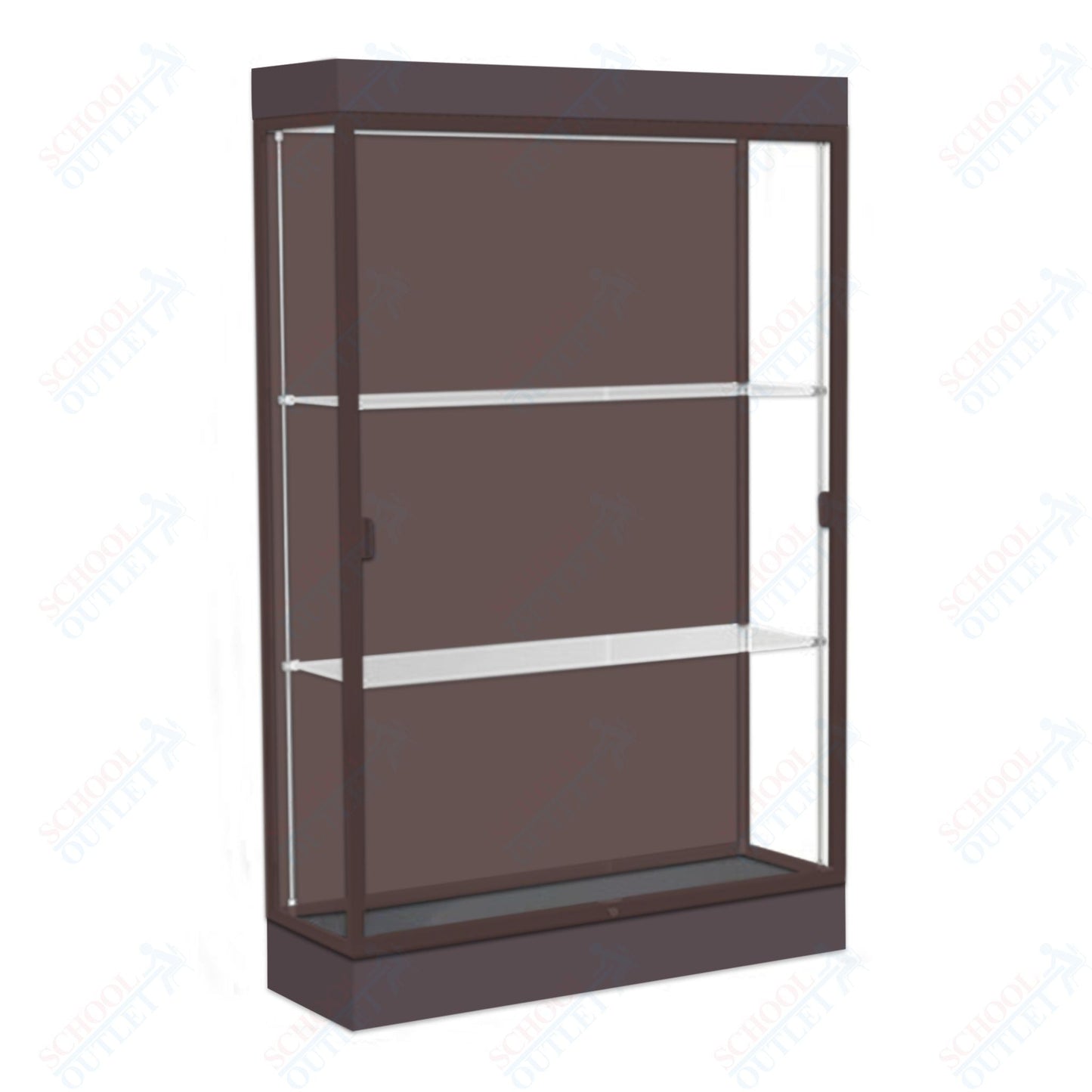 Waddell Edge 92 Lighted Floor Case w/ Chocolate Back & Dark Bronze Frame - 48"W x 76"H x 20"D(Waddell WAD - 92LFCO - BZ) - SchoolOutlet